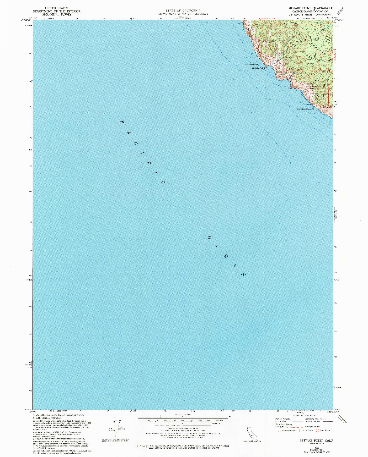 USGS 1:24000-SCALE QUADRANGLE FOR MISTAKE POINT, CA 1969