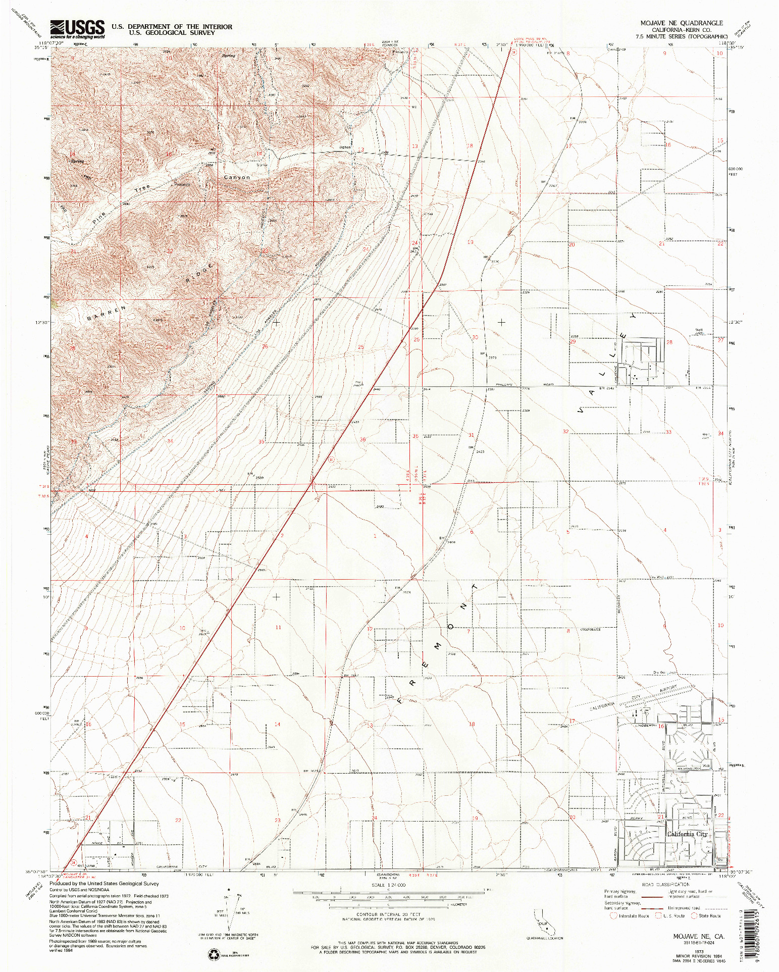 USGS 1:24000-SCALE QUADRANGLE FOR MOJAVE NE, CA 1973