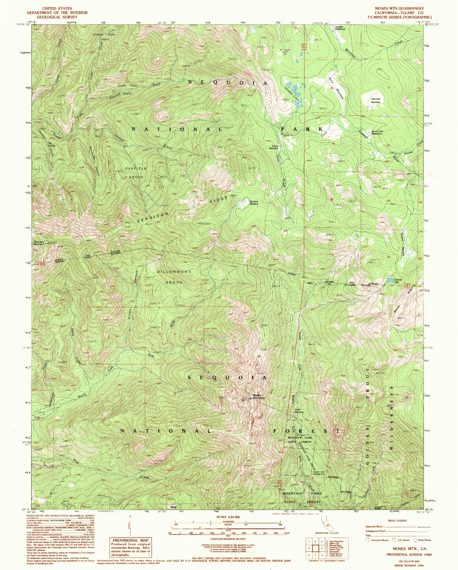 USGS 1:24000-SCALE QUADRANGLE FOR MOSES MTN, CA 1988