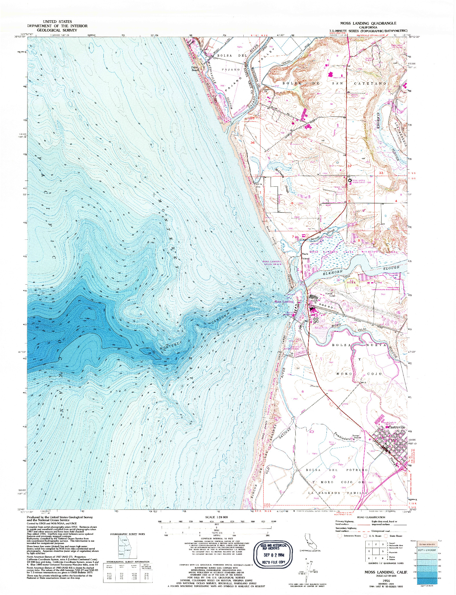 USGS 1:24000-SCALE QUADRANGLE FOR MOSS LANDING, CA 1954