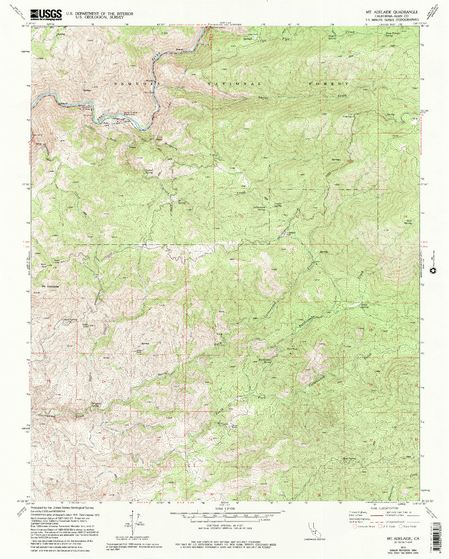 USGS 1:24000-SCALE QUADRANGLE FOR MT. ADELAIDE, CA 1972