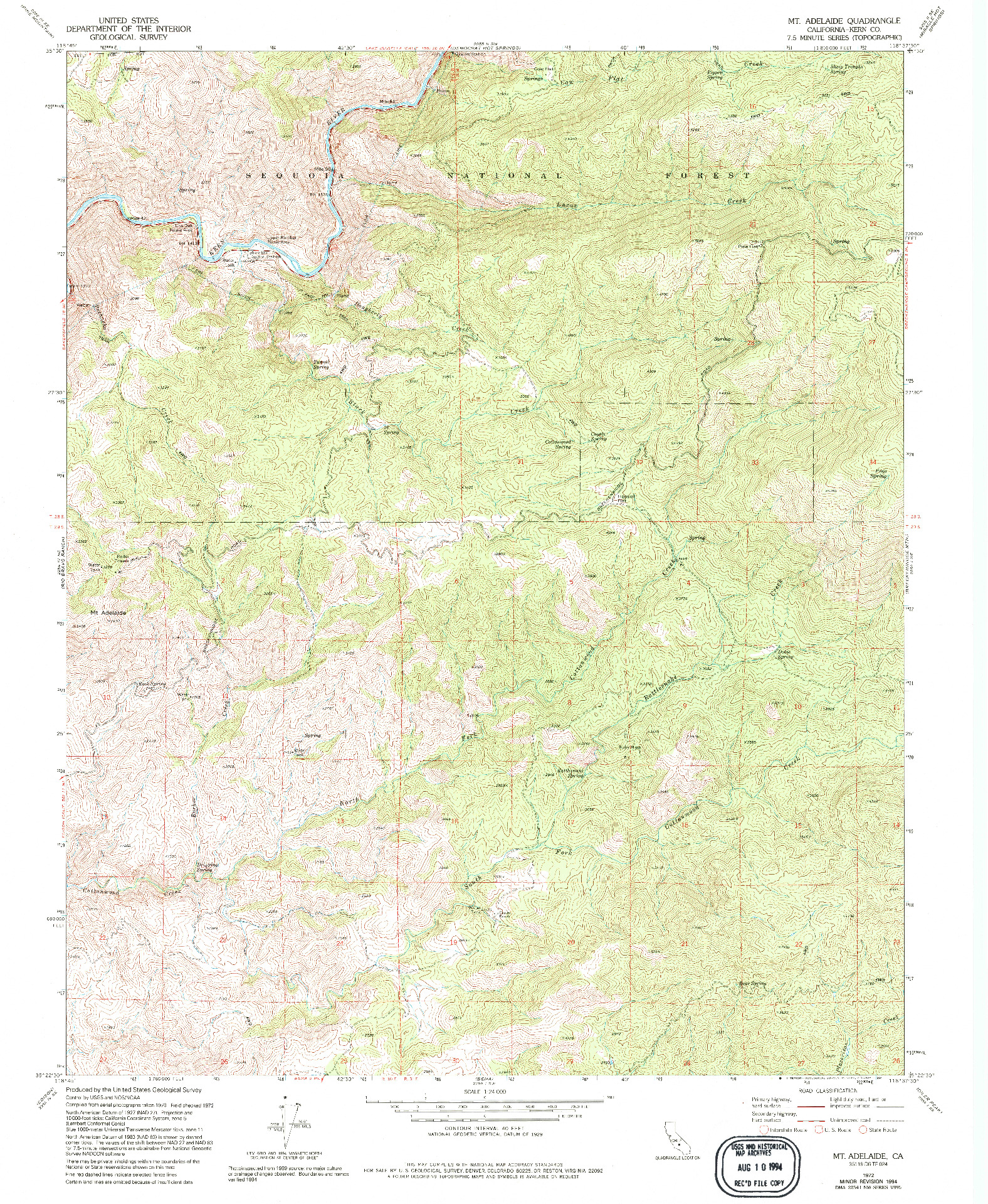 USGS 1:24000-SCALE QUADRANGLE FOR MT. ADELAIDE, CA 1972