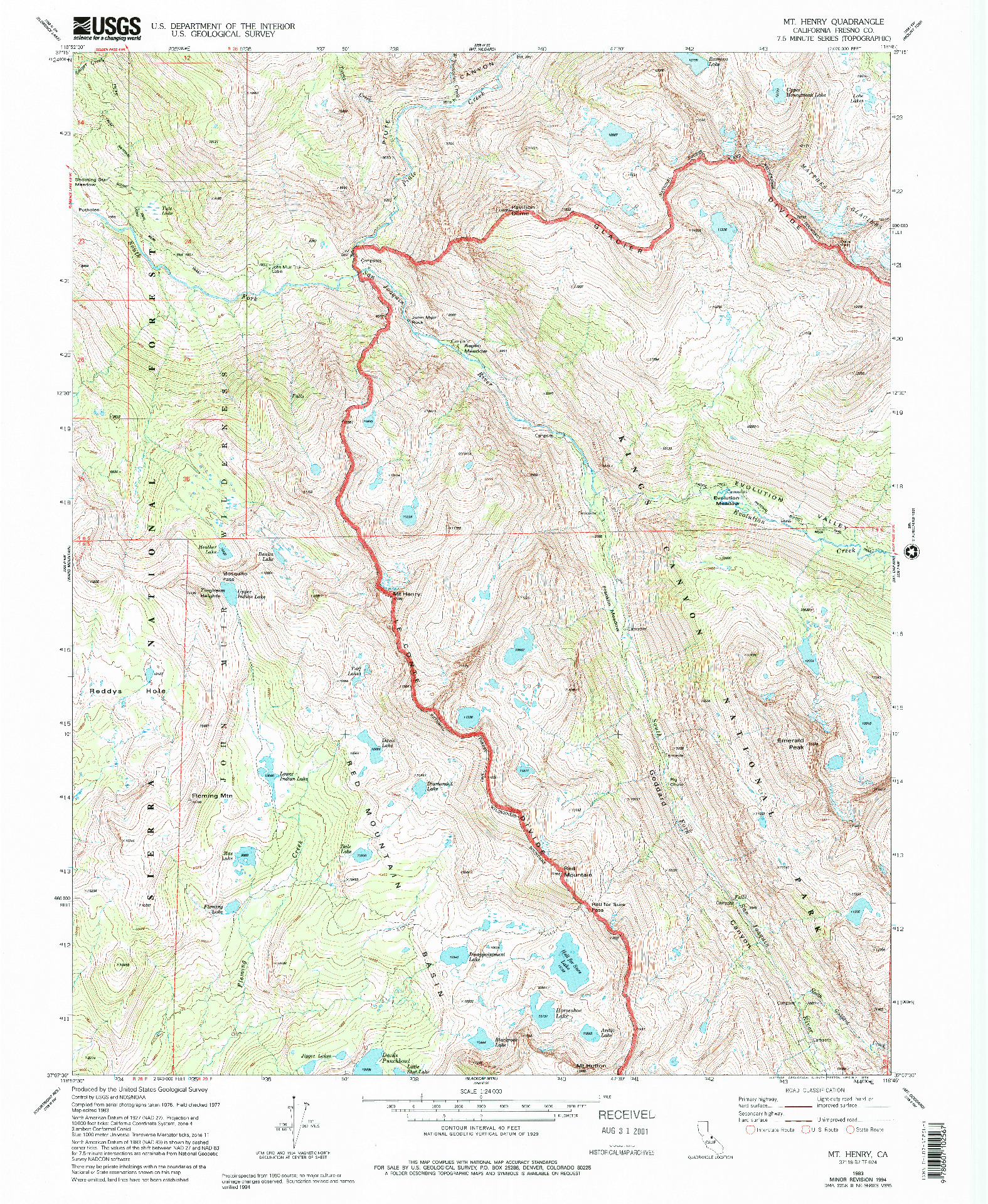 USGS 1:24000-SCALE QUADRANGLE FOR MT. HENRY, CA 1983