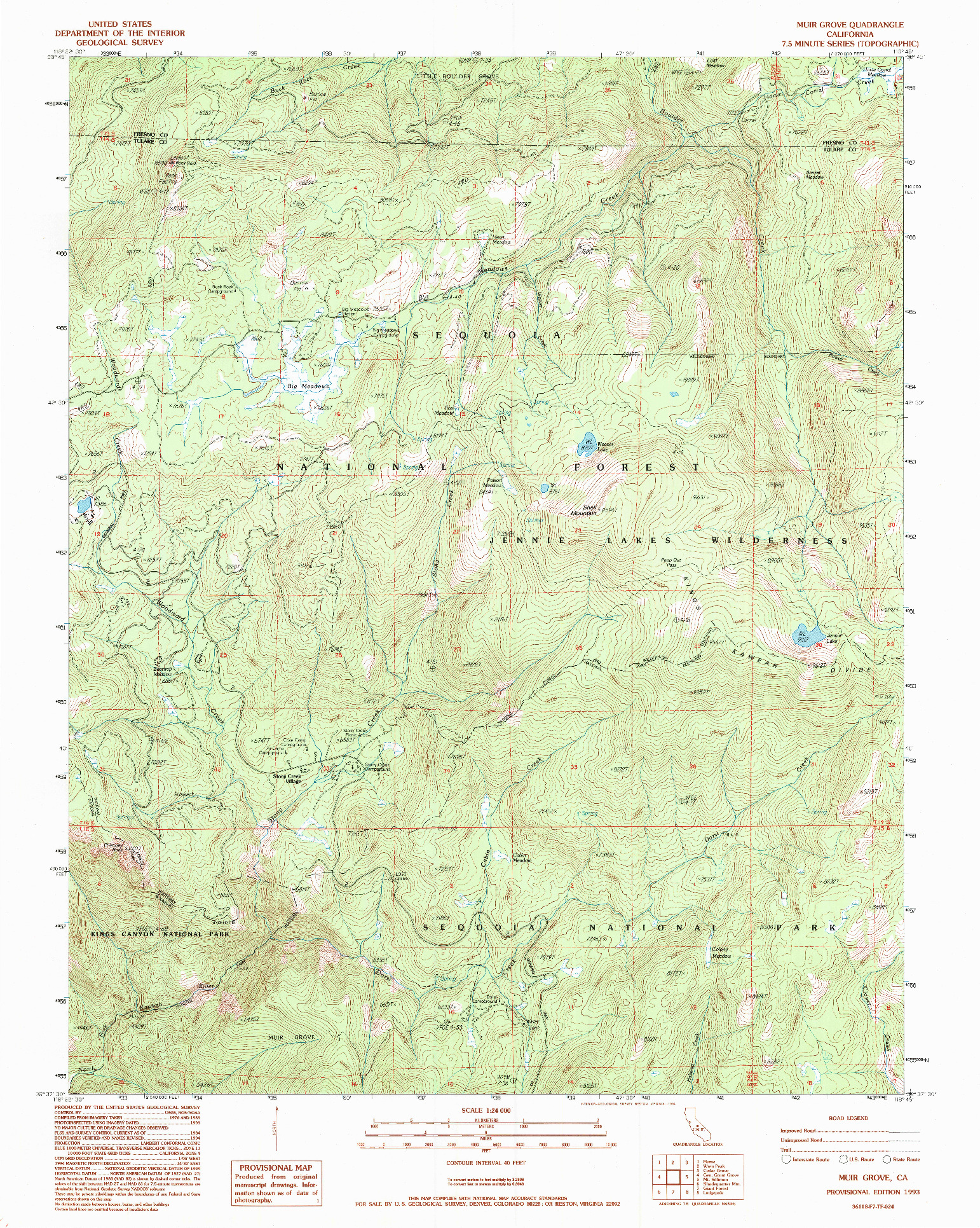 USGS 1:24000-SCALE QUADRANGLE FOR MUIR GROVE, CA 1993