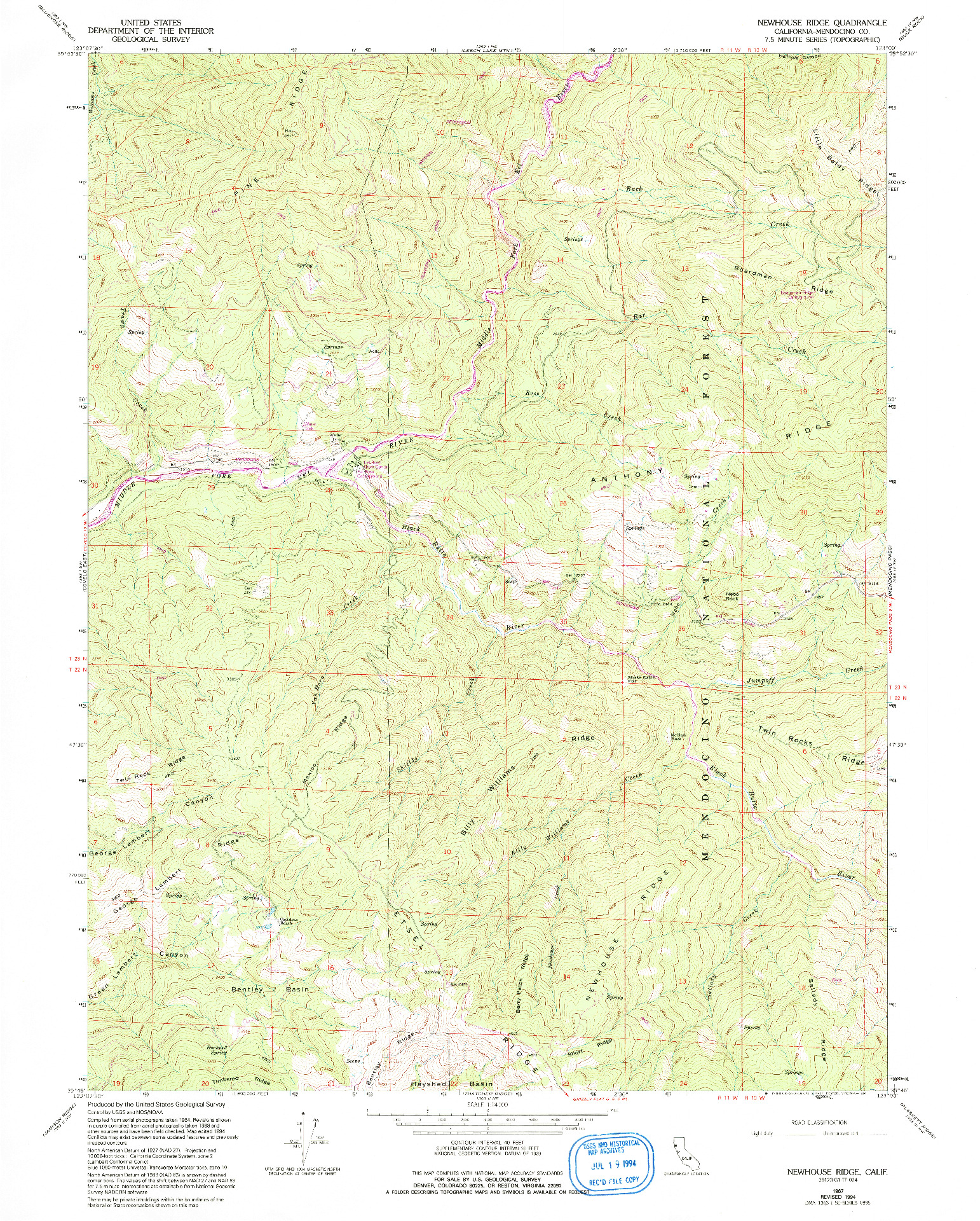 USGS 1:24000-SCALE QUADRANGLE FOR NEWHOUSE RIDGE, CA 1967