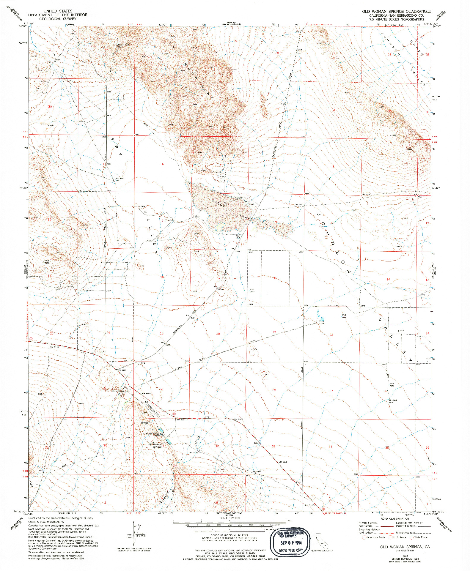 USGS 1:24000-SCALE QUADRANGLE FOR OLD WOMAN SPRINGS, CA 1972