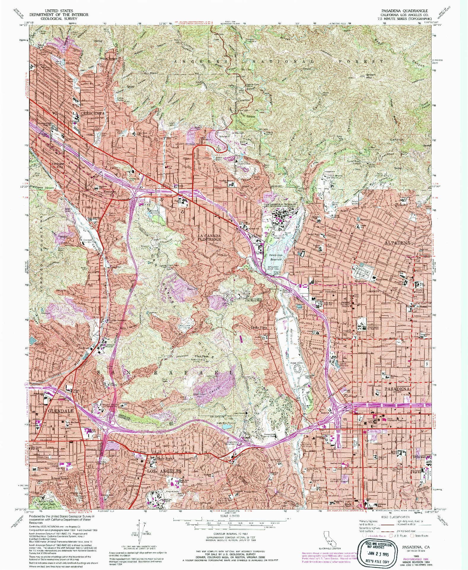 USGS 1:24000-SCALE QUADRANGLE FOR PASADENA, CA 1966