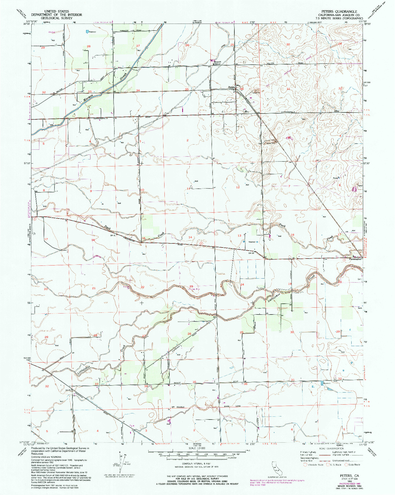 USGS 1:24000-SCALE QUADRANGLE FOR PETERS, CA 1952