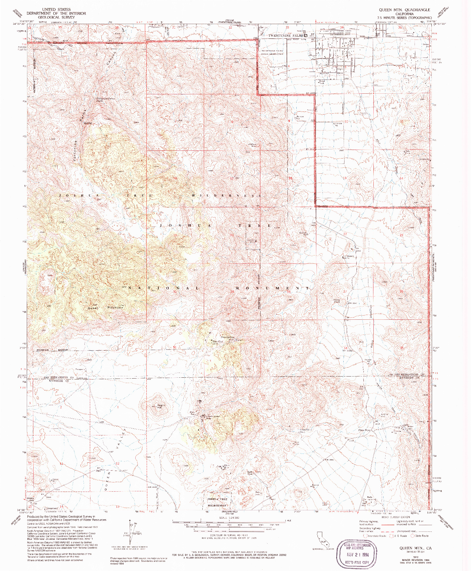 USGS 1:24000-SCALE QUADRANGLE FOR QUEEN MOUNTAIN, CA 1972