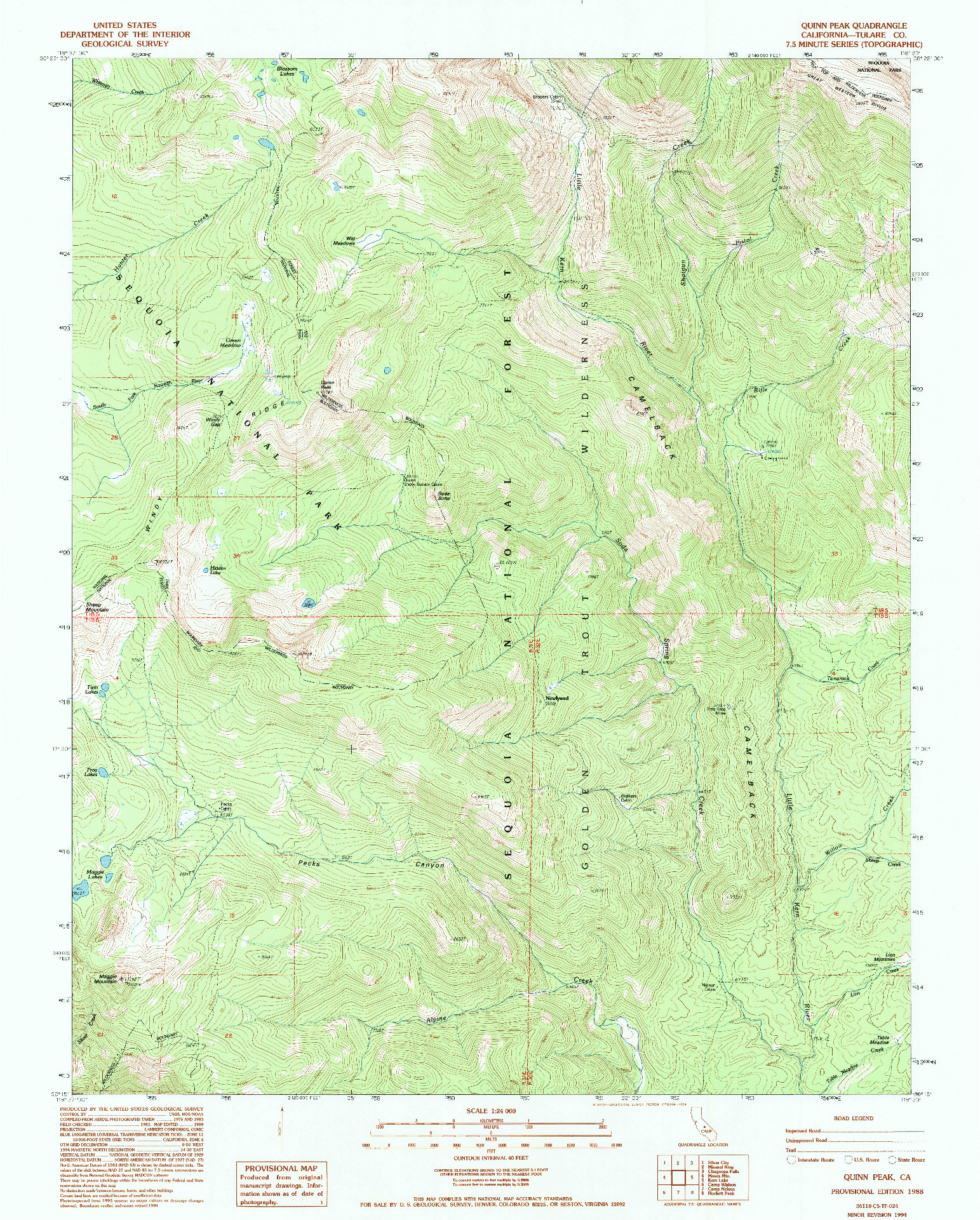 USGS 1:24000-SCALE QUADRANGLE FOR QUINN PEAK, CA 1988