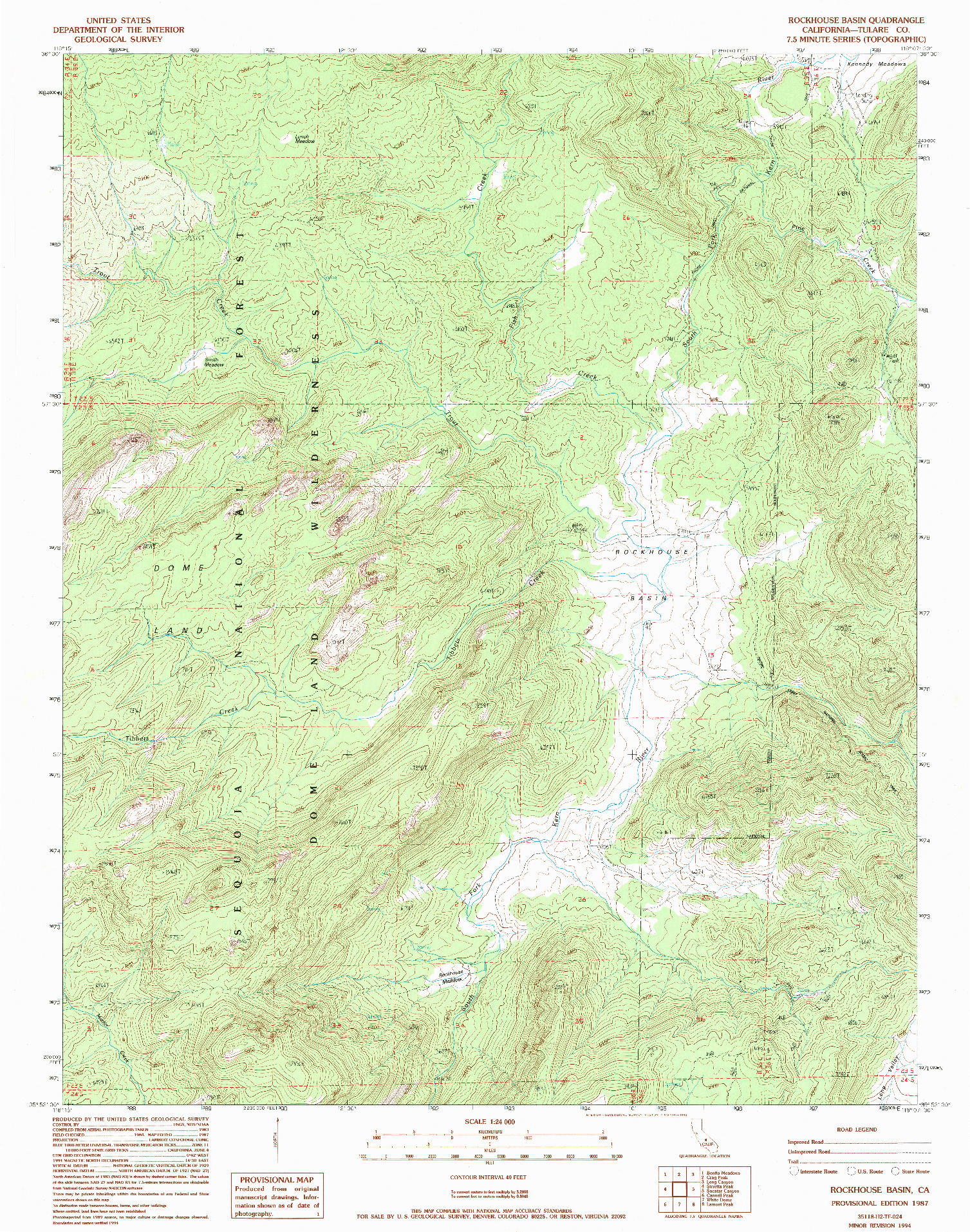 USGS 1:24000-SCALE QUADRANGLE FOR ROCKHOUSE BASIN, CA 1987