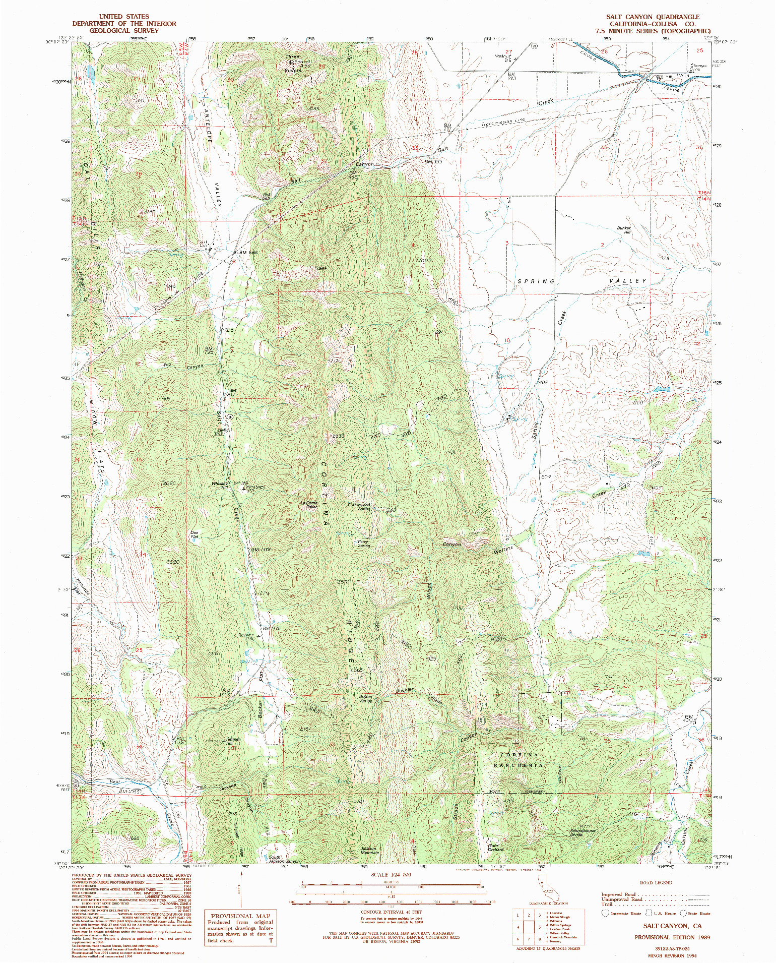 USGS 1:24000-SCALE QUADRANGLE FOR SALT CANYON, CA 1989