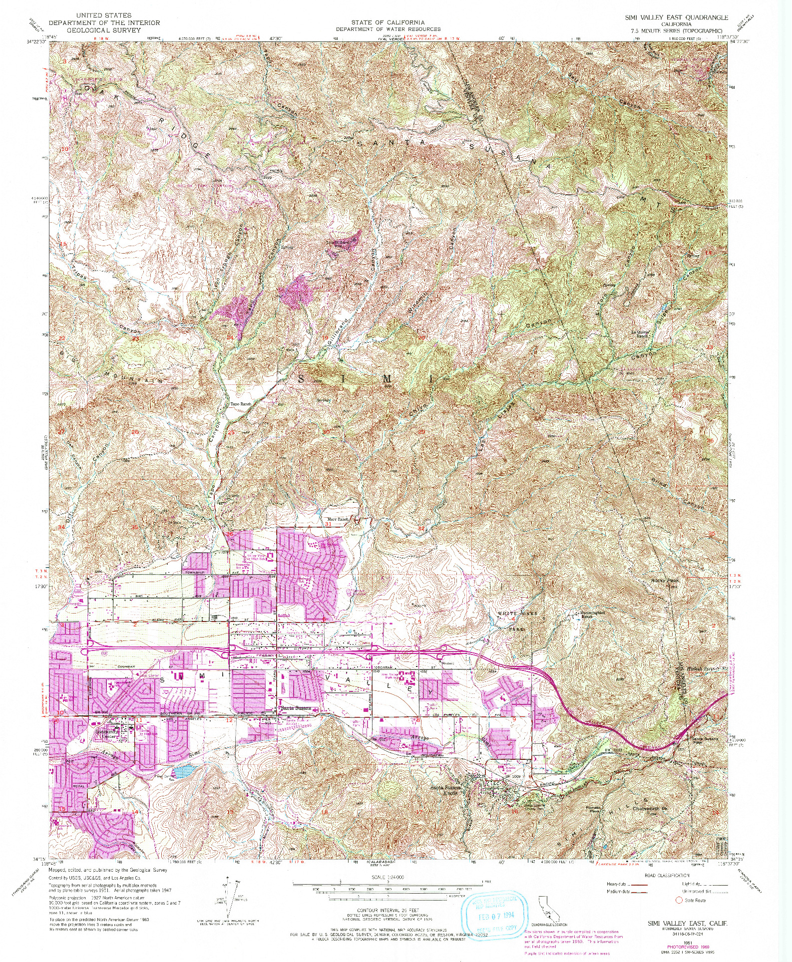 USGS 1:24000-SCALE QUADRANGLE FOR SIMI VALLEY EAST, CA 1951