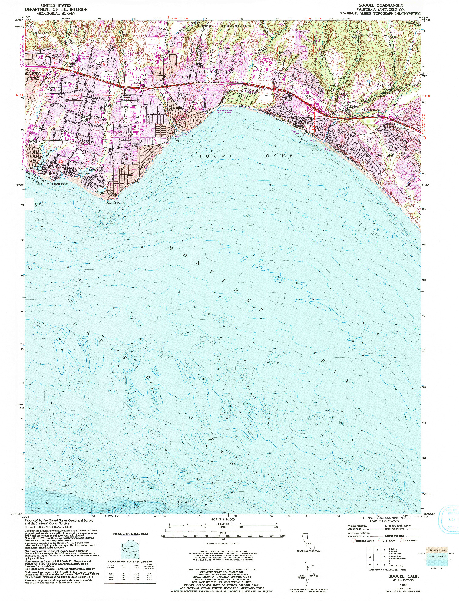 USGS 1:24000-SCALE QUADRANGLE FOR SOQUEL, CA 1954