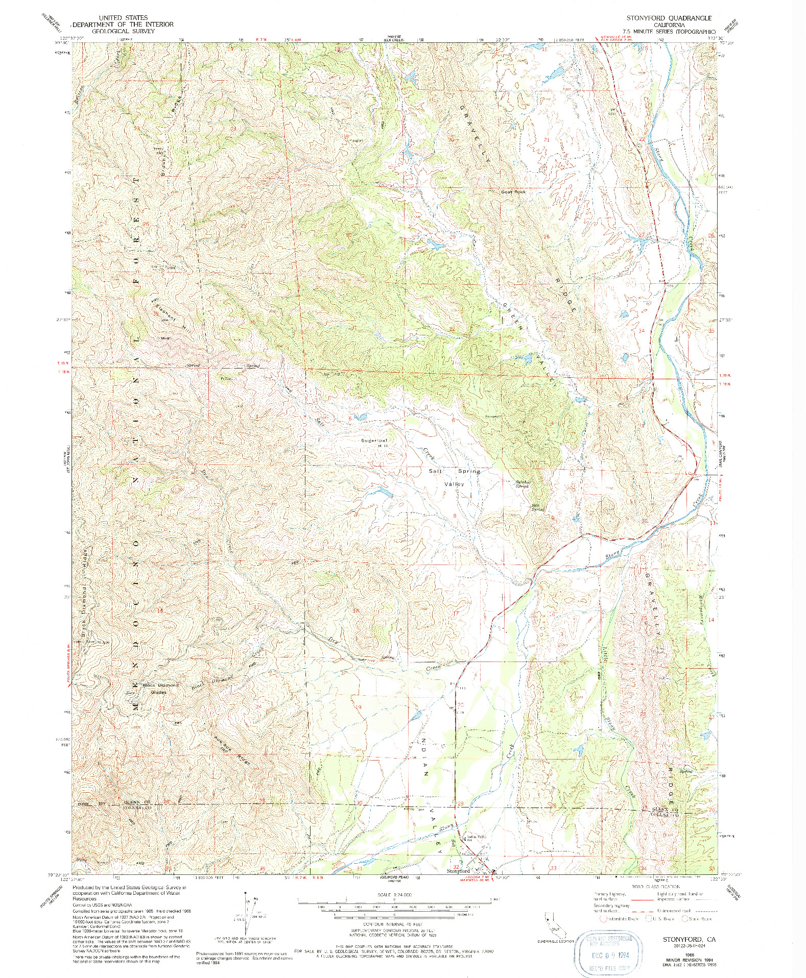 USGS 1:24000-SCALE QUADRANGLE FOR STONYFORD, CA 1968