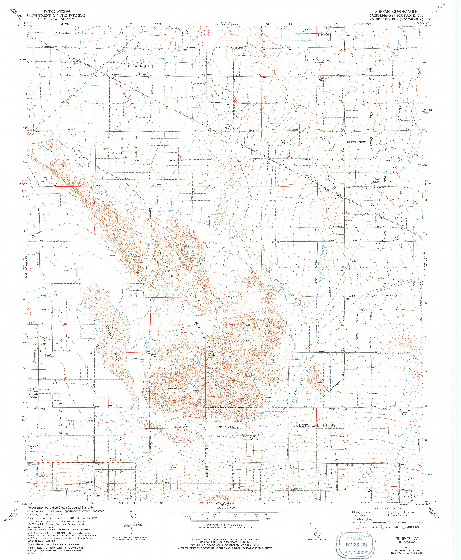 USGS 1:24000-SCALE QUADRANGLE FOR SUNFAIR, CA 1972