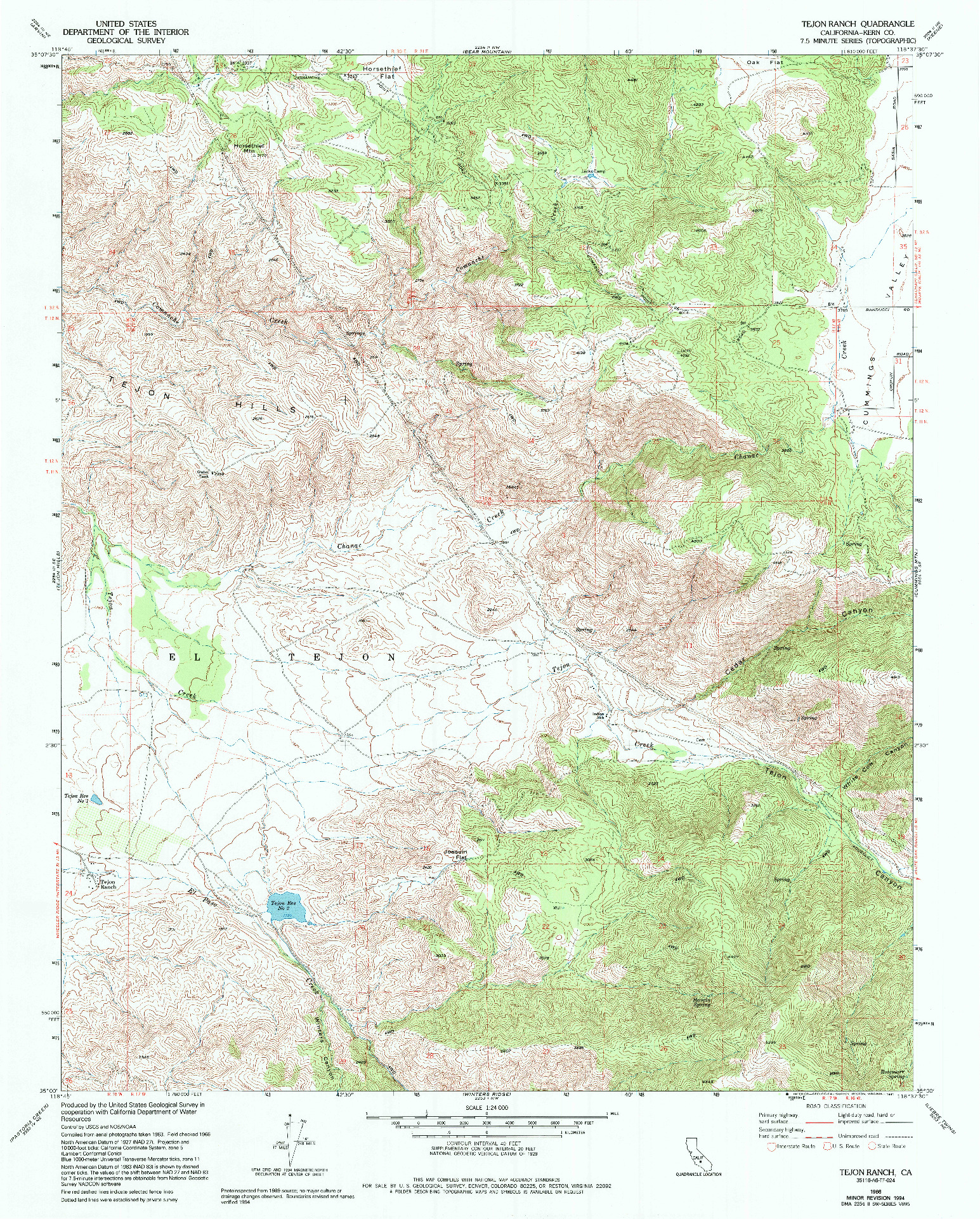 USGS 1:24000-SCALE QUADRANGLE FOR TEJON RANCH, CA 1966