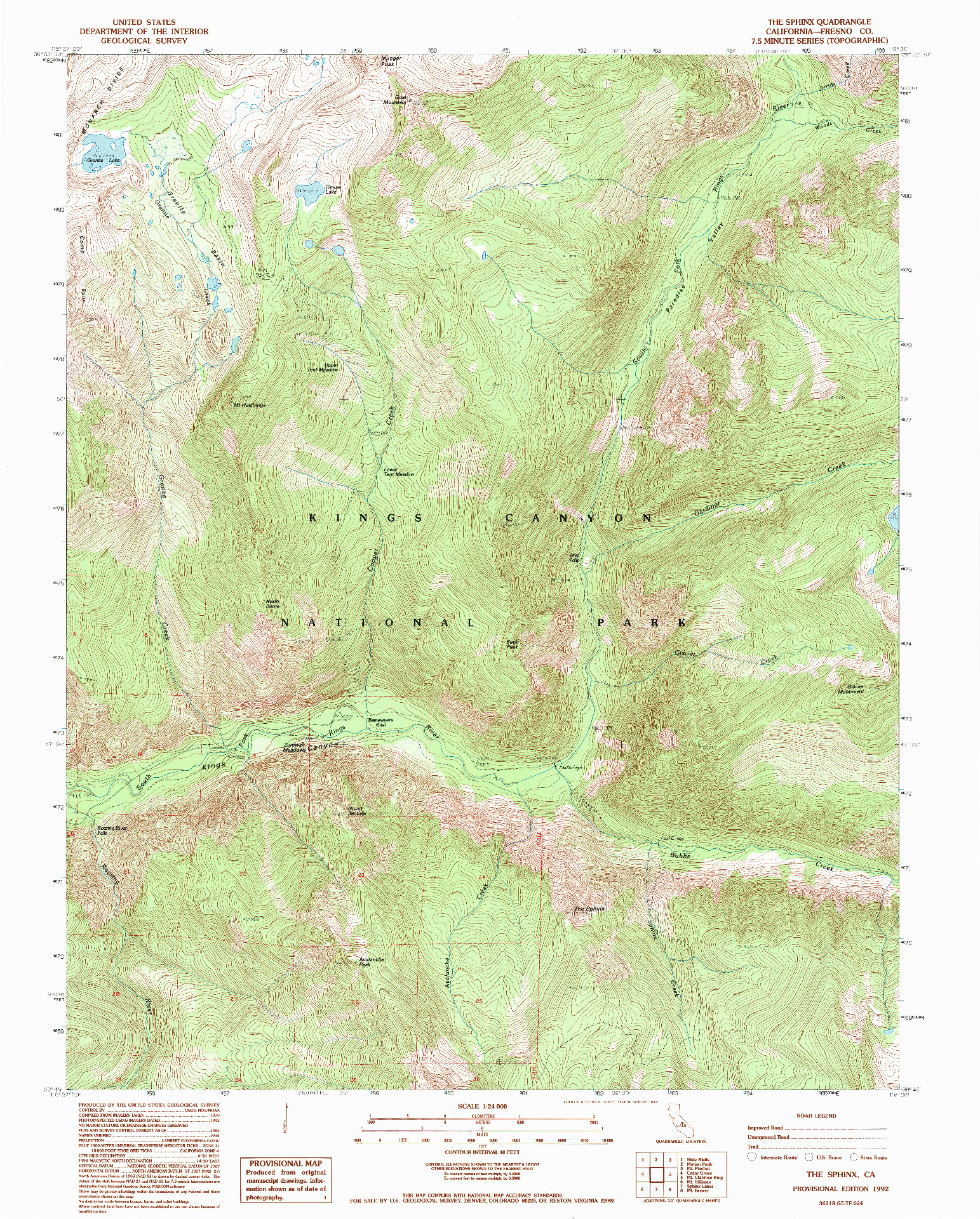USGS 1:24000-SCALE QUADRANGLE FOR THE SPHINX, CA 1992