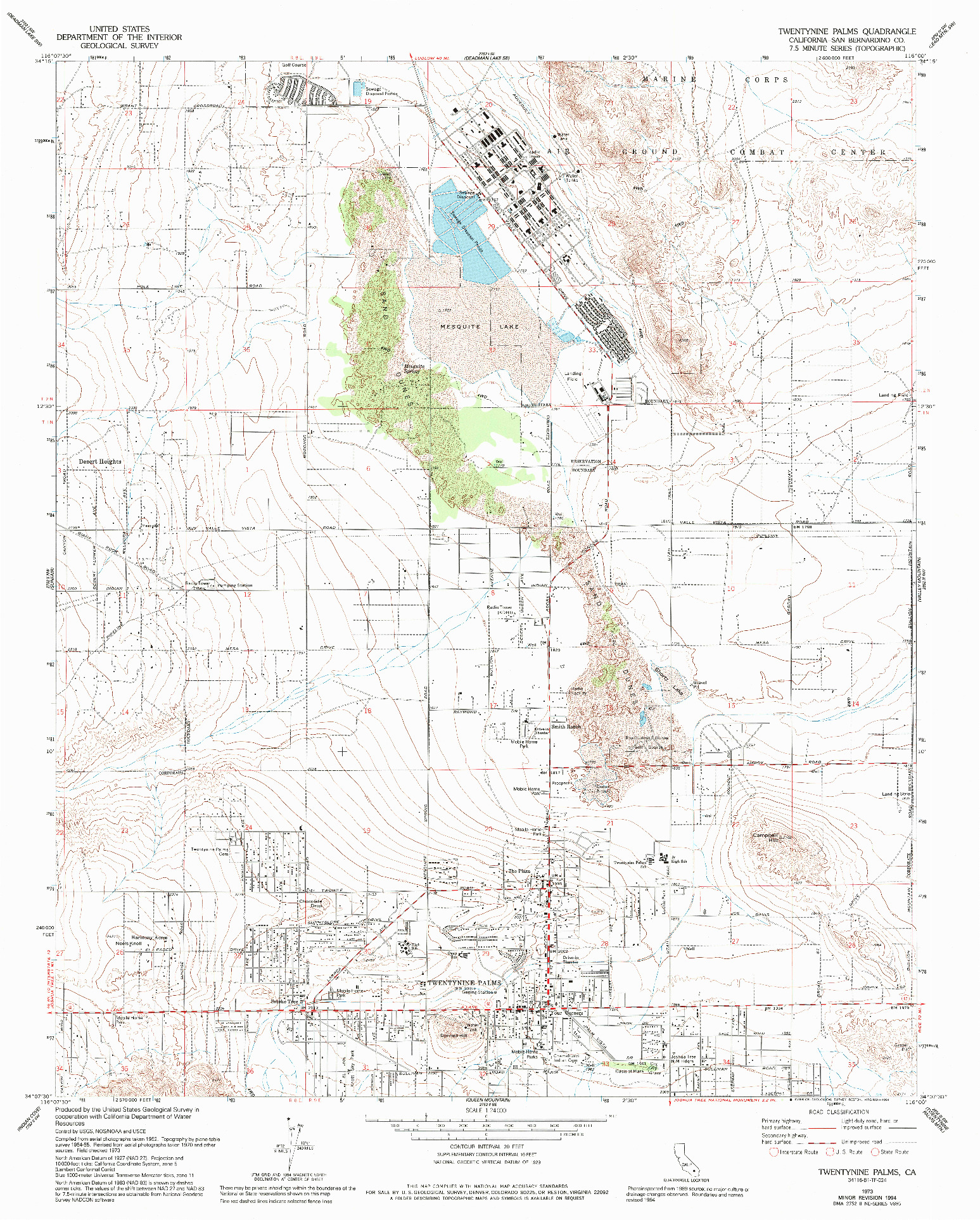 USGS 1:24000-SCALE QUADRANGLE FOR TWENTYNINE PALMS, CA 1973