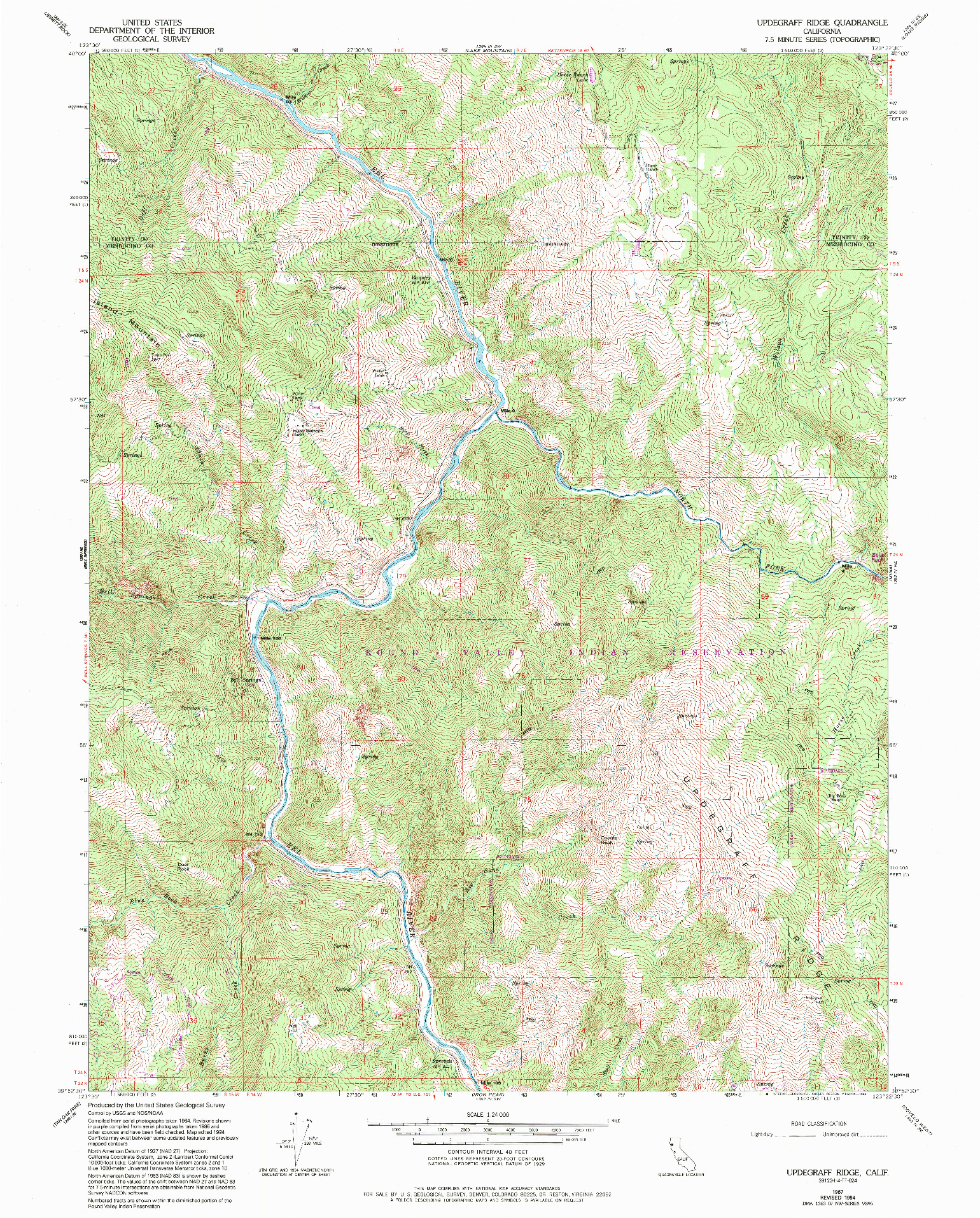 USGS 1:24000-SCALE QUADRANGLE FOR UPDEGRAFF RIDGE, CA 1967