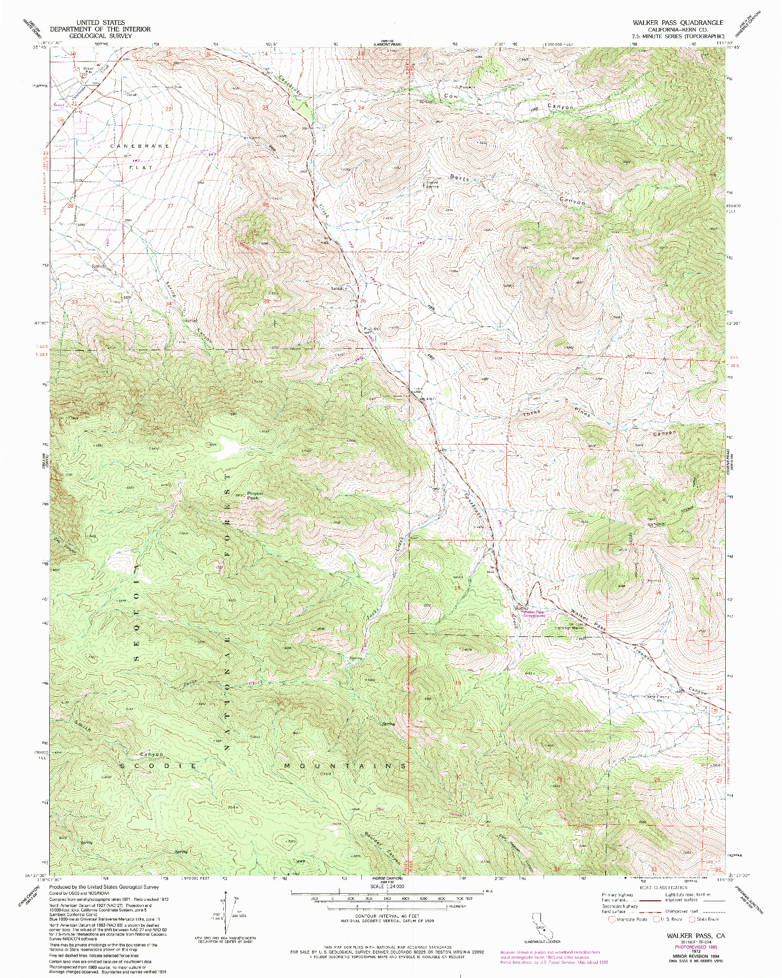 USGS 1:24000-SCALE QUADRANGLE FOR WALKER PASS, CA 1972