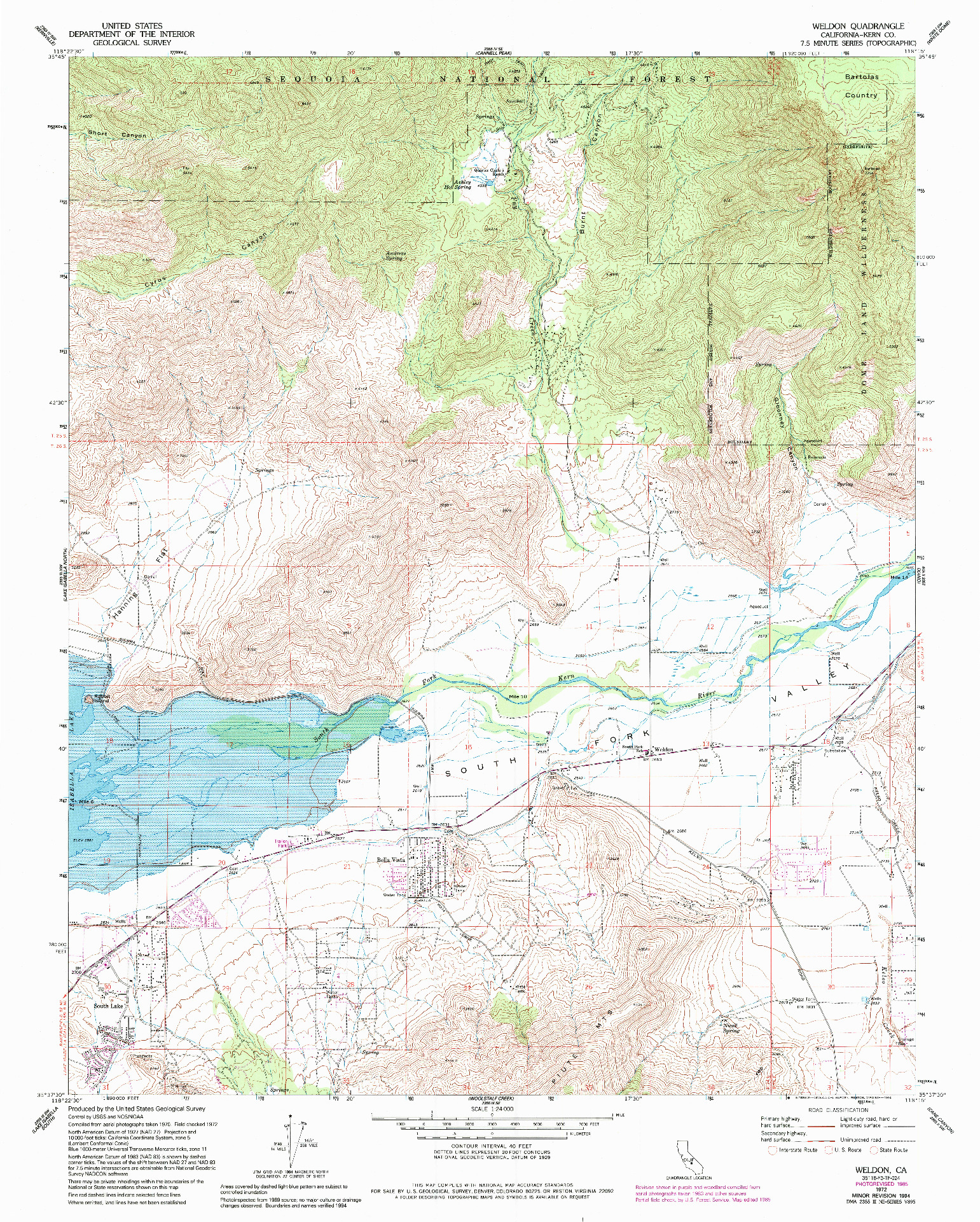 USGS 1:24000-SCALE QUADRANGLE FOR WELDON, CA 1972