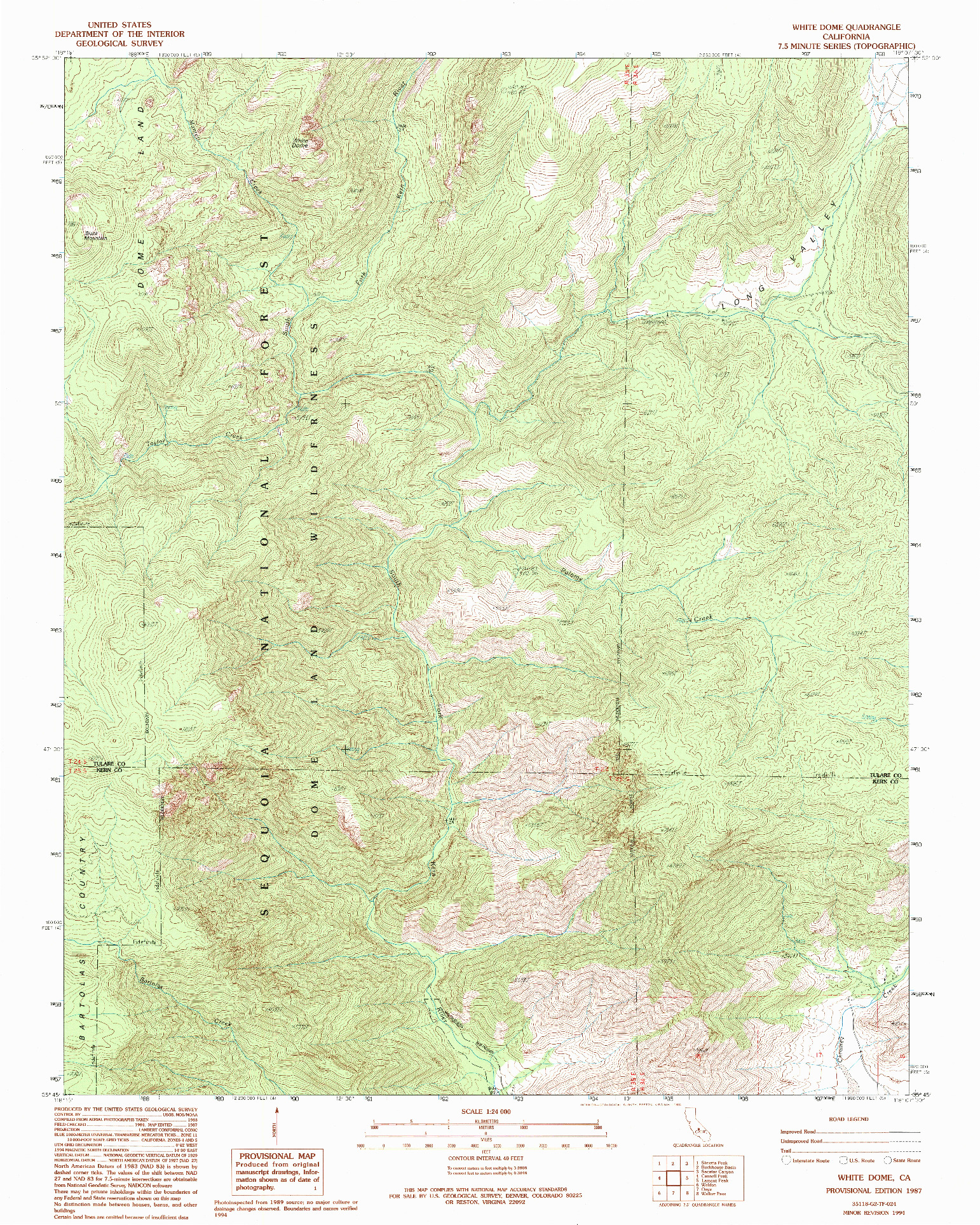 USGS 1:24000-SCALE QUADRANGLE FOR WHITE DOME, CA 1987