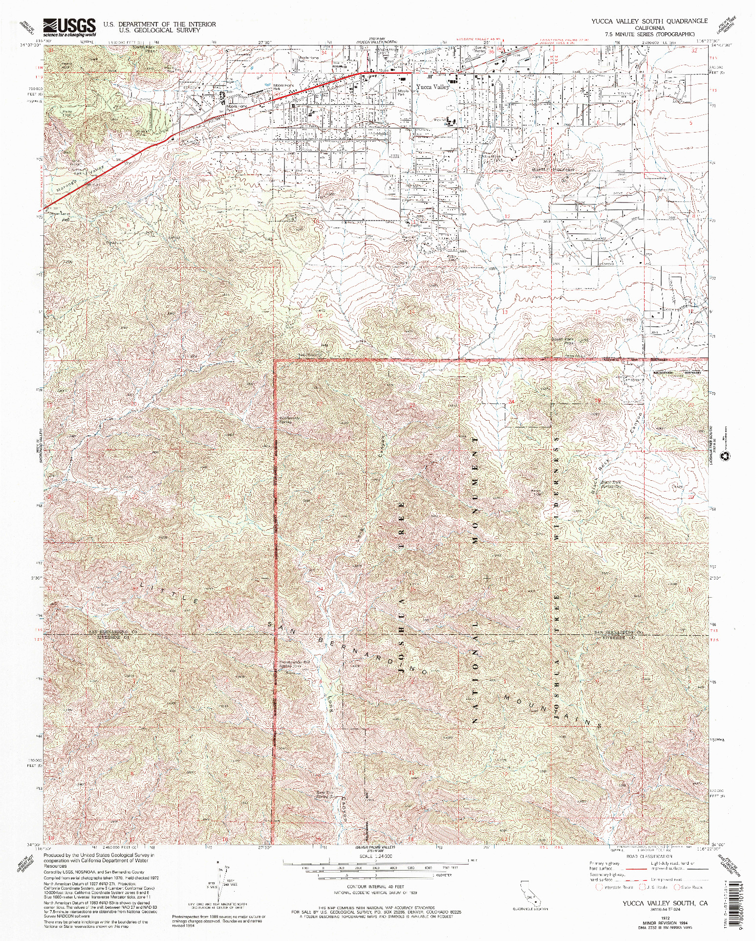 USGS 1:24000-SCALE QUADRANGLE FOR YUCCA VALLEY SOUTH, CA 1972