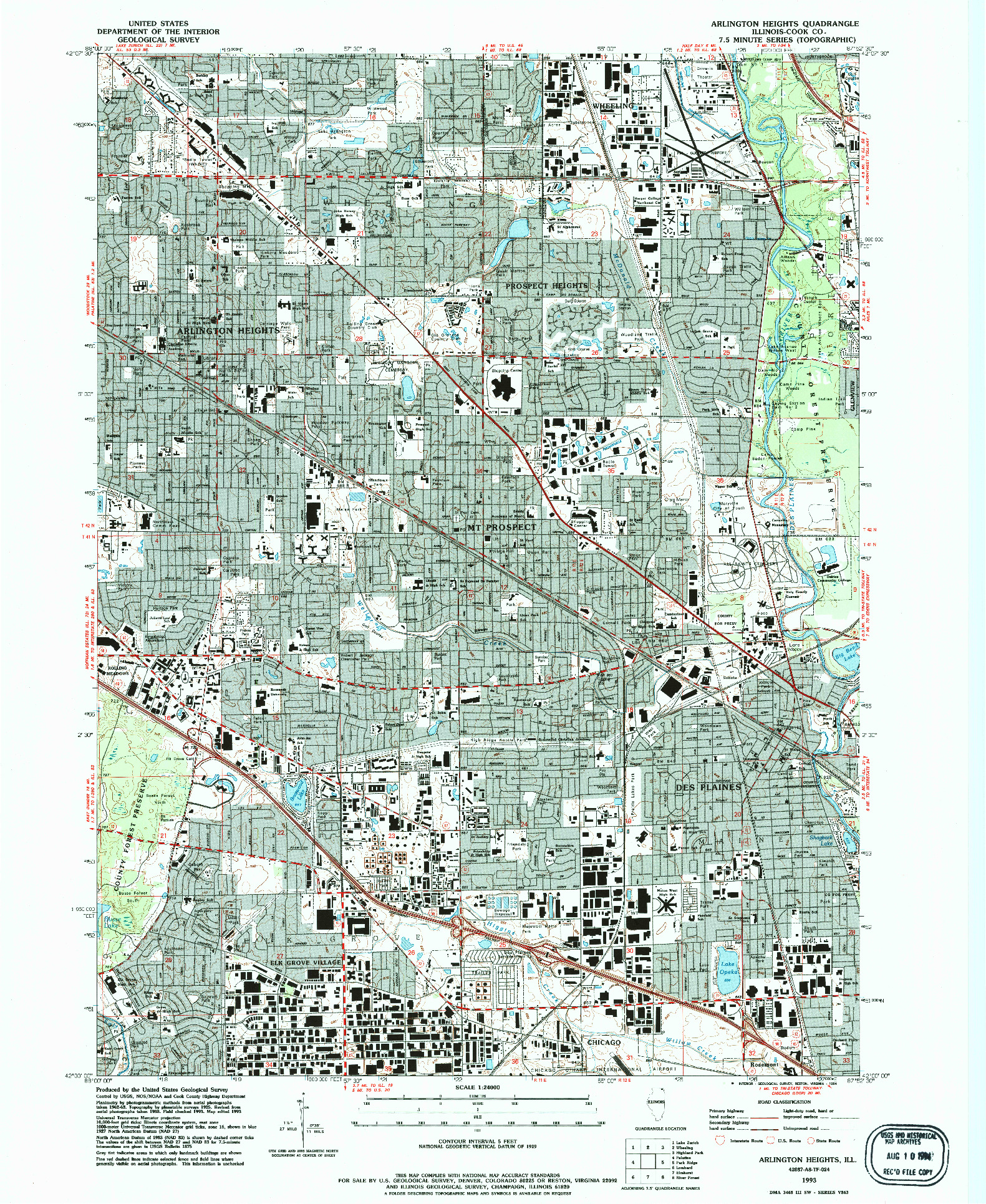 USGS 1:24000-SCALE QUADRANGLE FOR ARLINGTON HEIGHTS, IL 1993