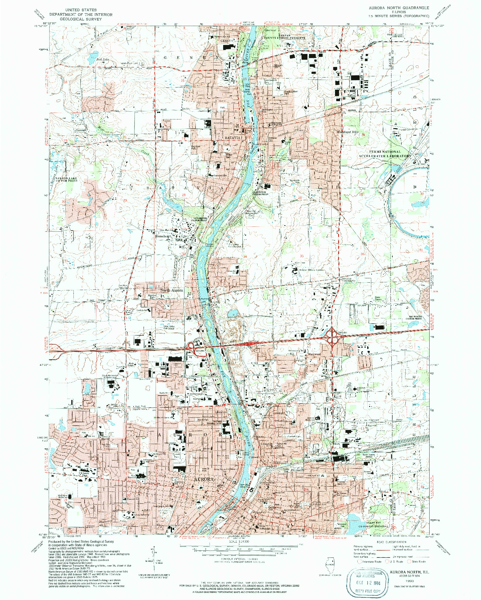 USGS 1:24000-SCALE QUADRANGLE FOR AURORA NORTH, IL 1993