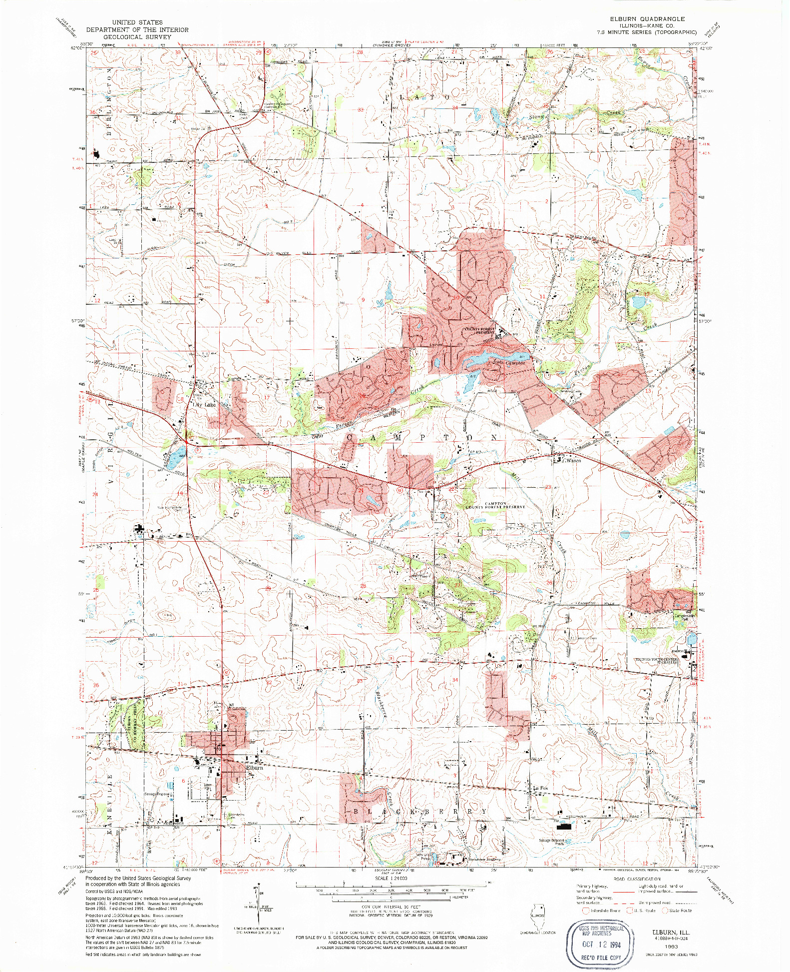 USGS 1:24000-SCALE QUADRANGLE FOR ELBURN, IL 1993