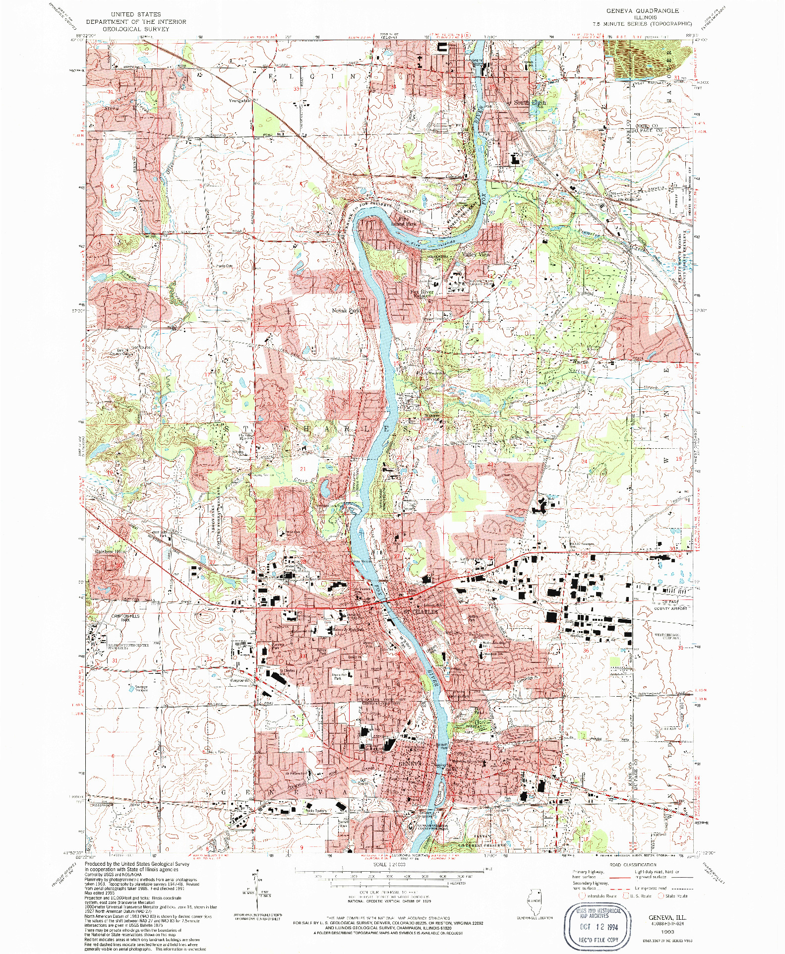 USGS 1:24000-SCALE QUADRANGLE FOR GENEVA, IL 1993