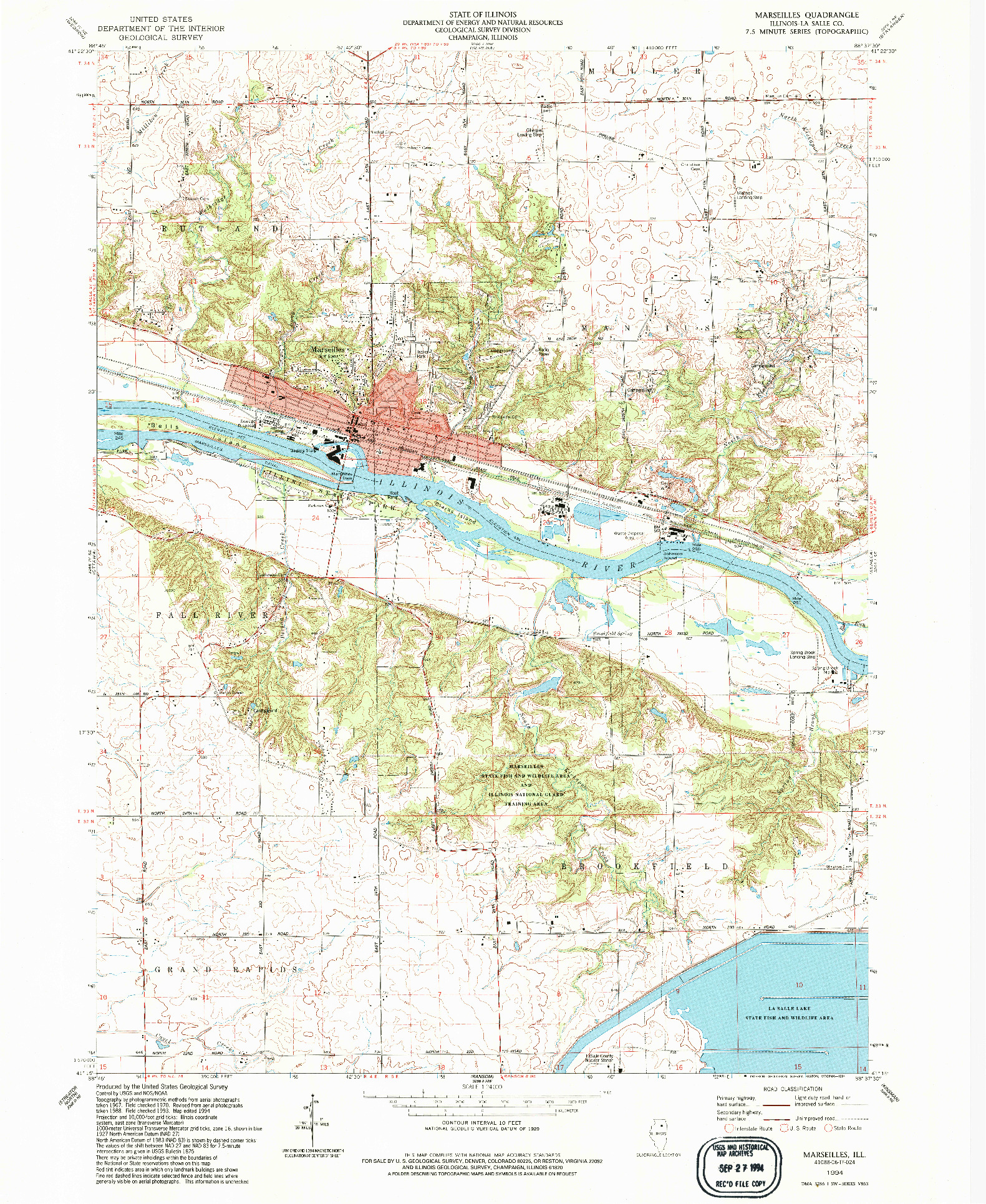 USGS 1:24000-SCALE QUADRANGLE FOR MARSEILLES, IL 1994