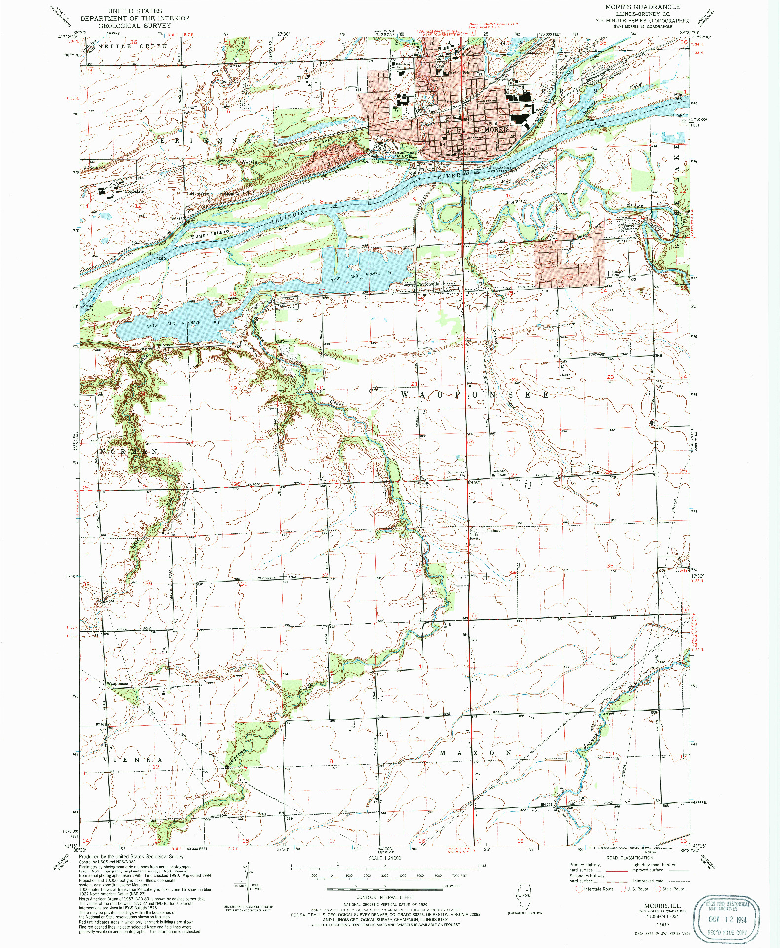 USGS 1:24000-SCALE QUADRANGLE FOR MORRIS, IL 1993