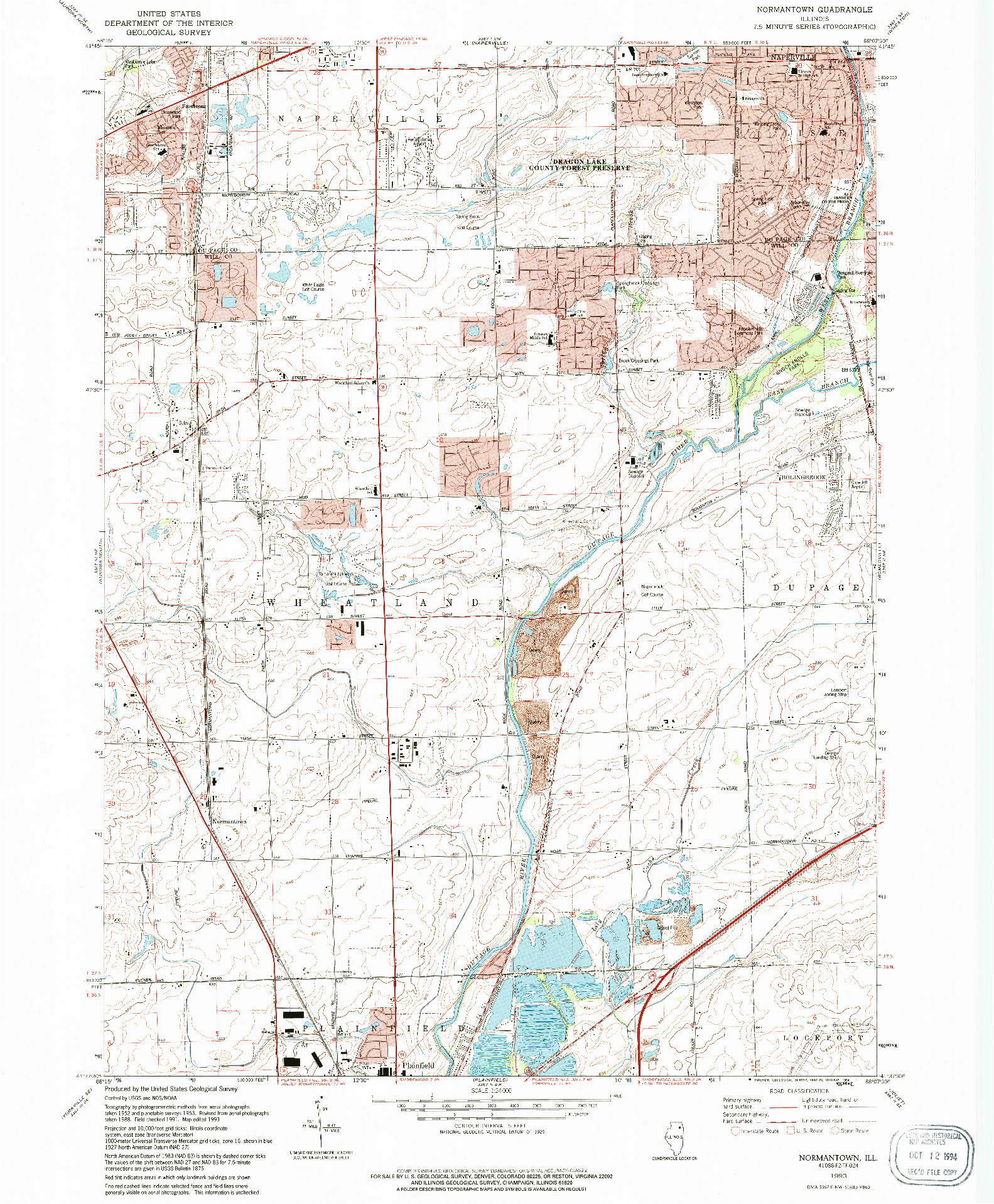 USGS 1:24000-SCALE QUADRANGLE FOR NORMANTOWN, IL 1993