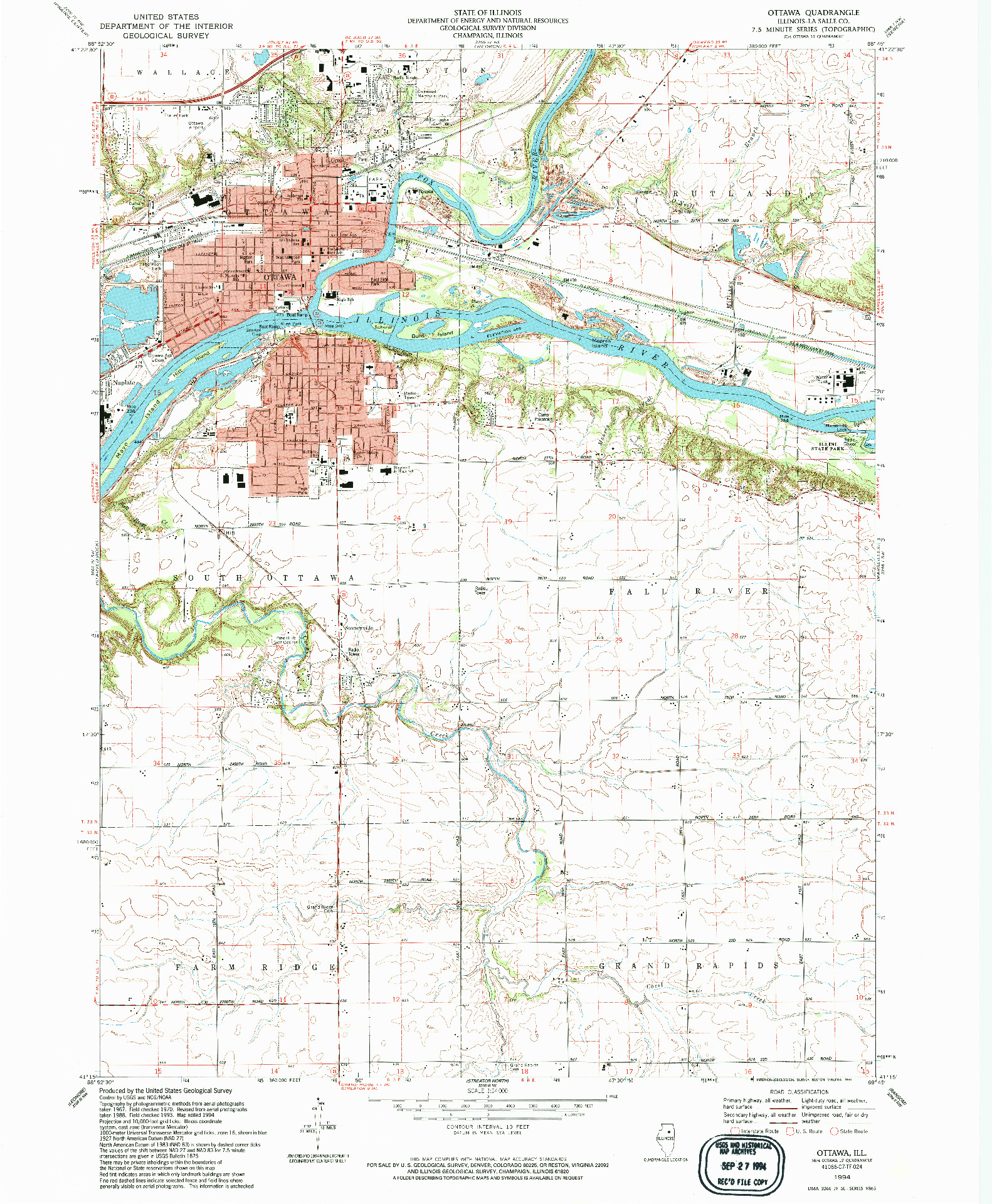 USGS 1:24000-SCALE QUADRANGLE FOR OTTAWA, IL 1994