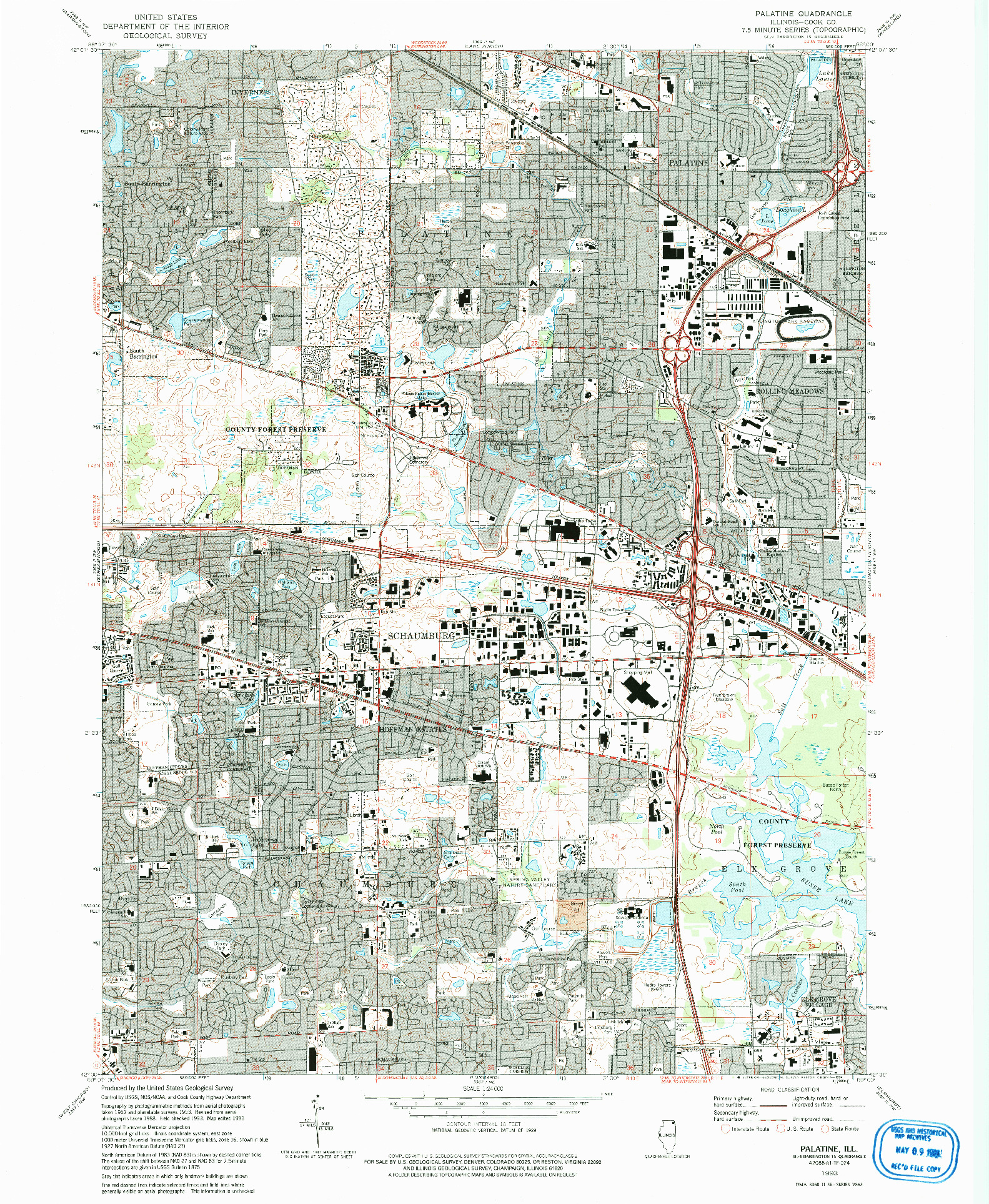 USGS 1:24000-SCALE QUADRANGLE FOR PALATINE, IL 1993