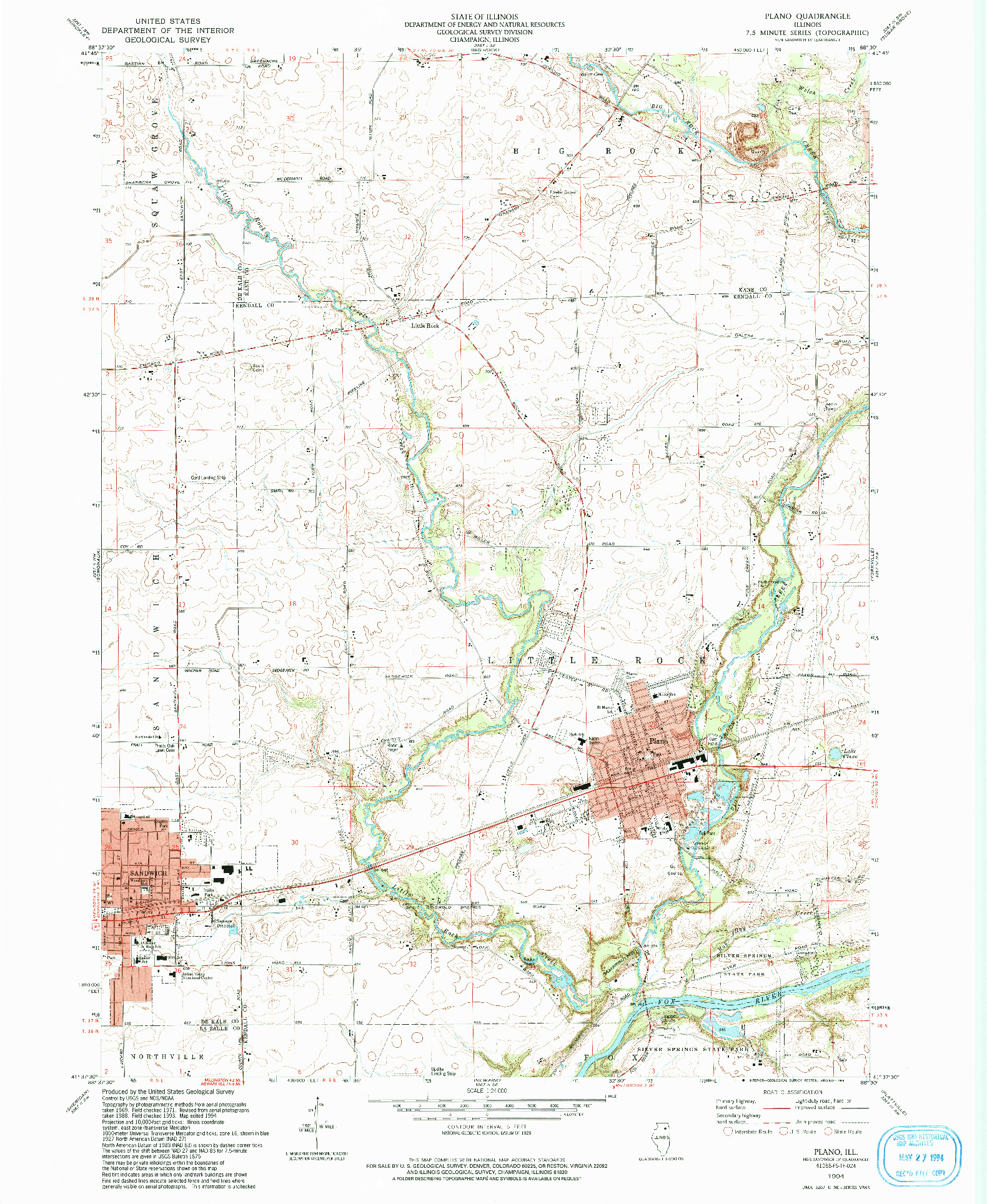 USGS 1:24000-SCALE QUADRANGLE FOR PLANO, IL 1994