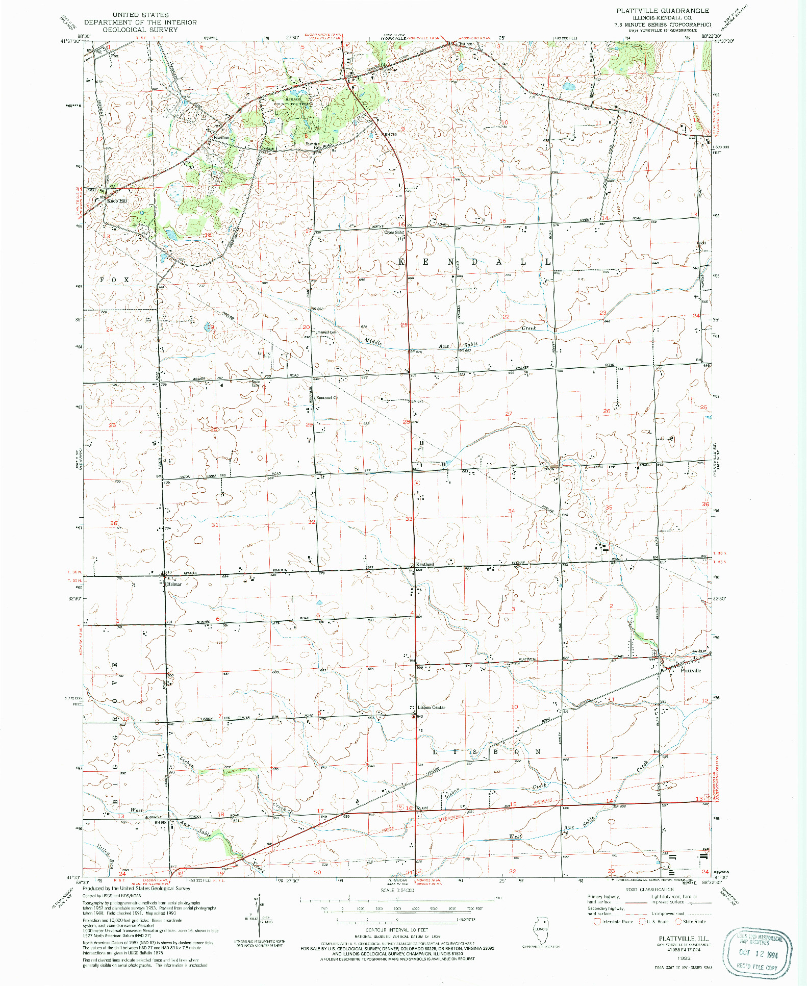 USGS 1:24000-SCALE QUADRANGLE FOR PLATTVILLE, IL 1993
