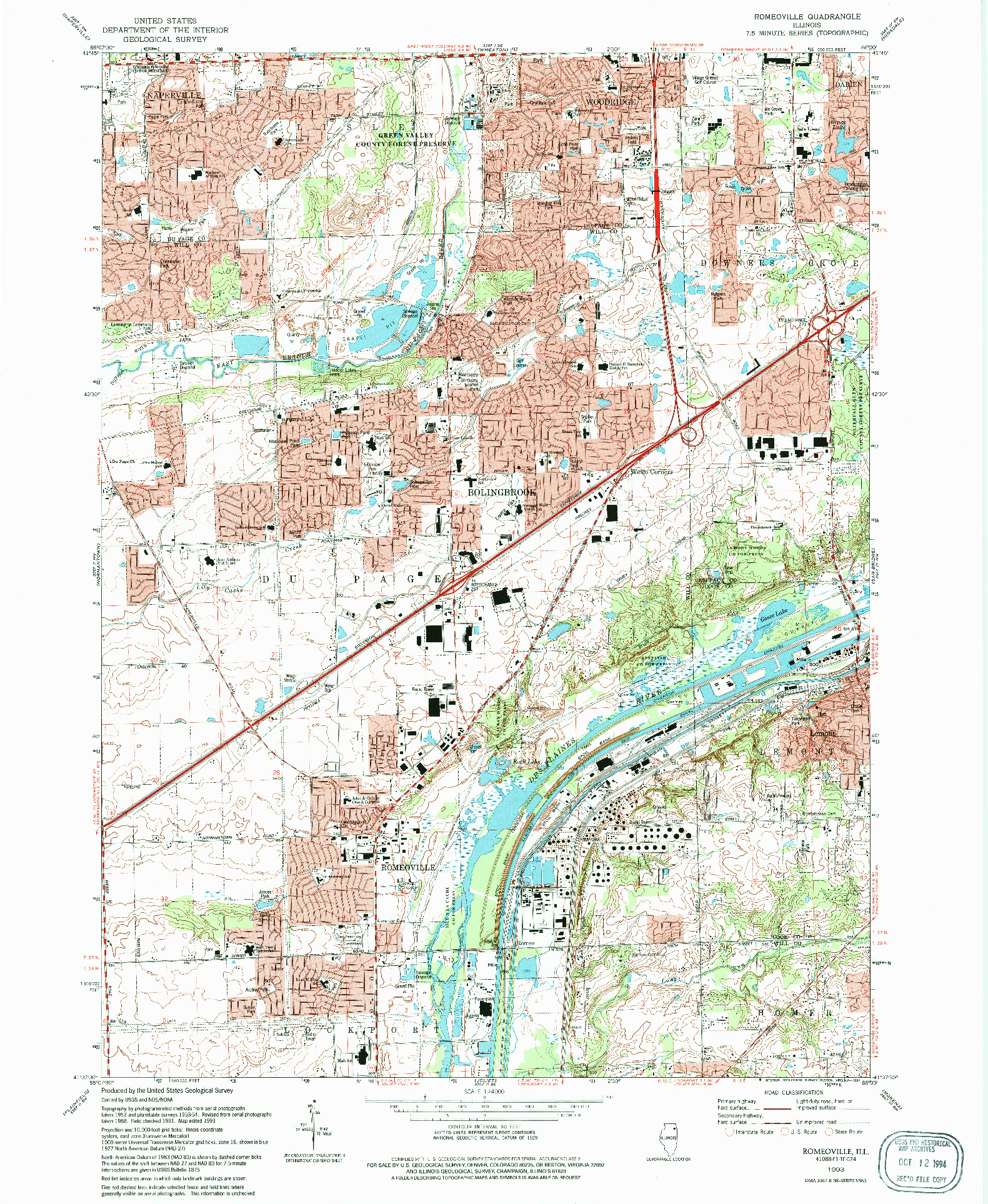 USGS 1:24000-SCALE QUADRANGLE FOR ROMEOVILLE, IL 1993