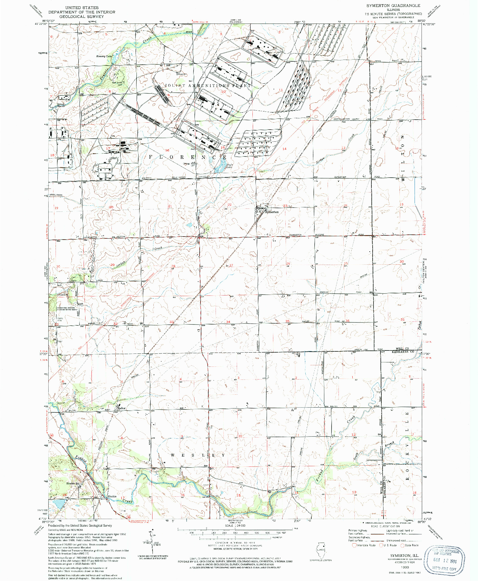 USGS 1:24000-SCALE QUADRANGLE FOR SYMERTON, IL 1993