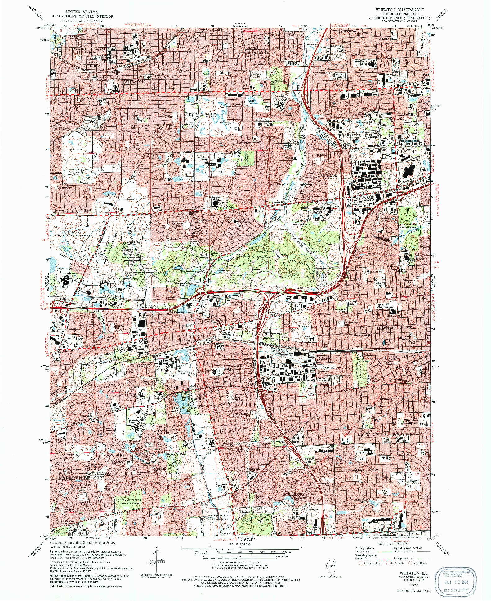 USGS 1:24000-SCALE QUADRANGLE FOR WHEATON, IL 1993