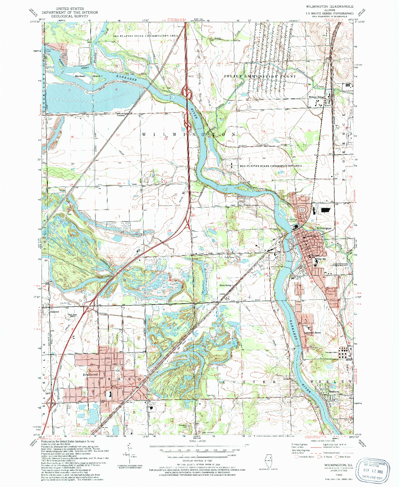 USGS 1:24000-SCALE QUADRANGLE FOR WILMINGTON, IL 1993