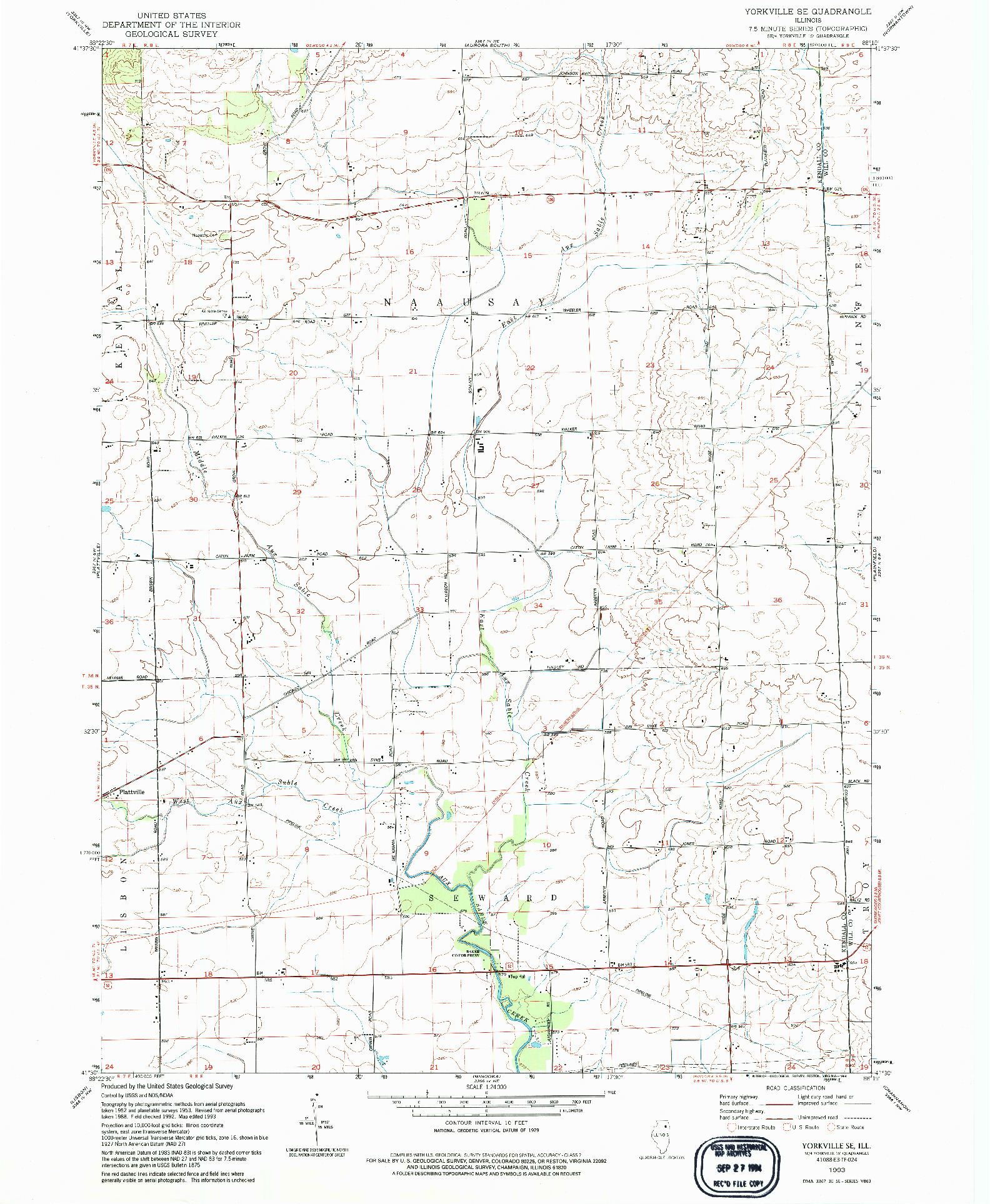 USGS 1:24000-SCALE QUADRANGLE FOR YORKVILLE SE, IL 1993