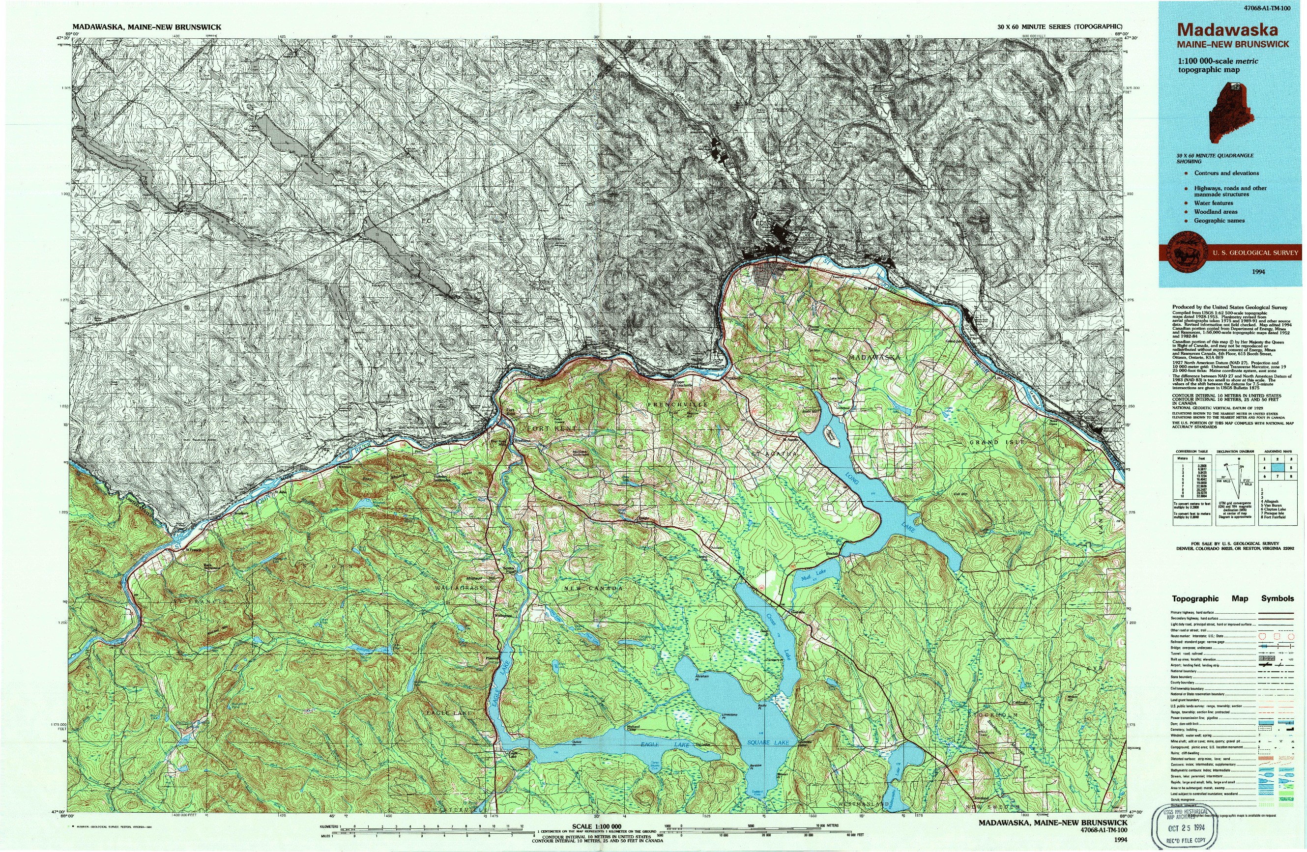 USGS 1:100000-SCALE QUADRANGLE FOR MADAWASKA, ME 1994