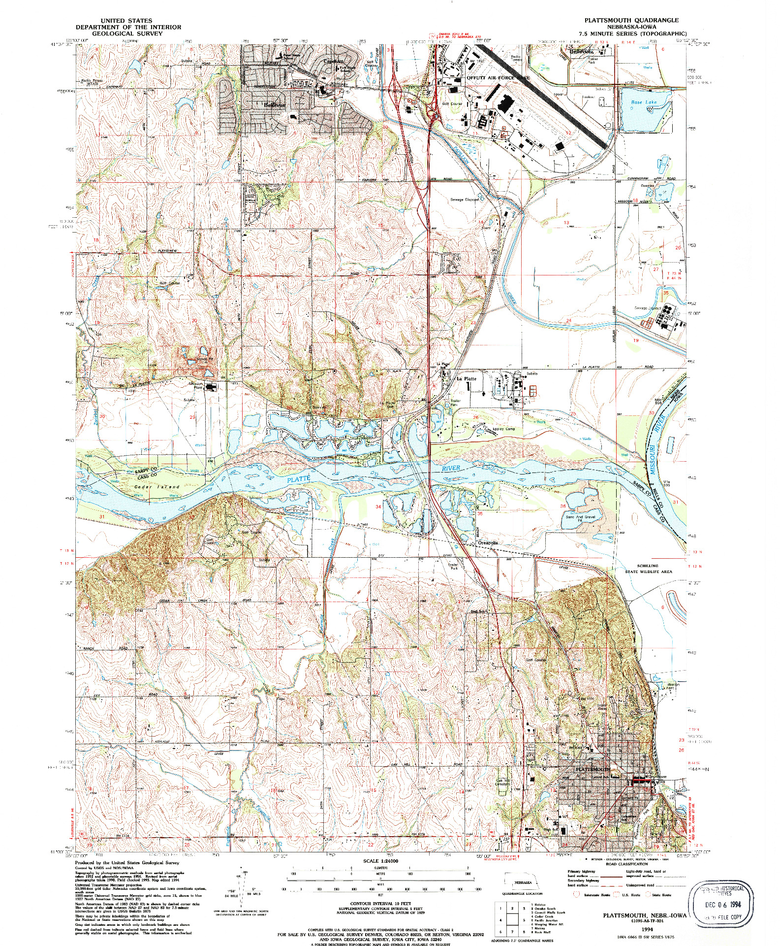 USGS 1:24000-SCALE QUADRANGLE FOR PLATTSMOUTH, NE 1994