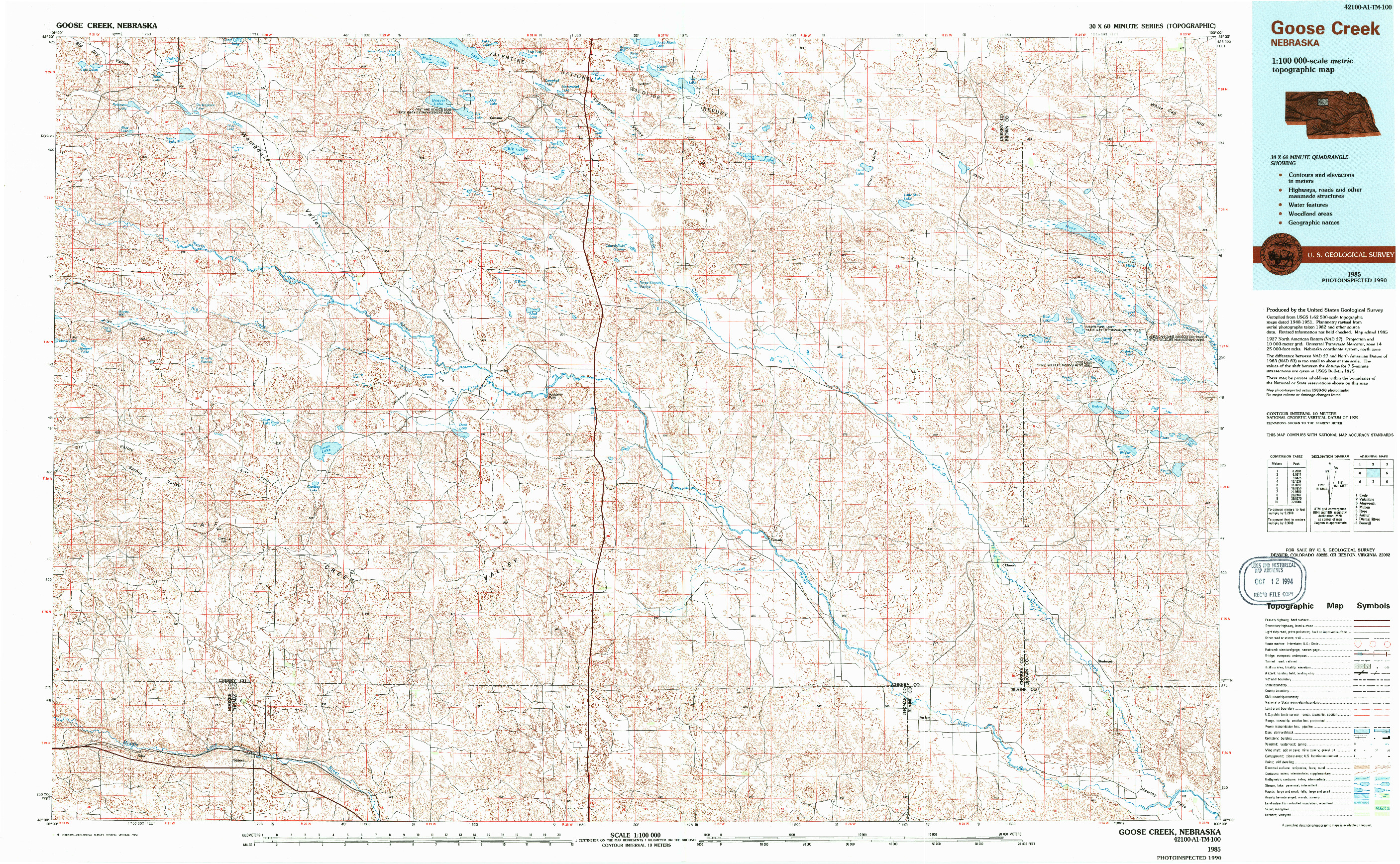 USGS 1:100000-SCALE QUADRANGLE FOR GOOSE CREEK, NE 1985