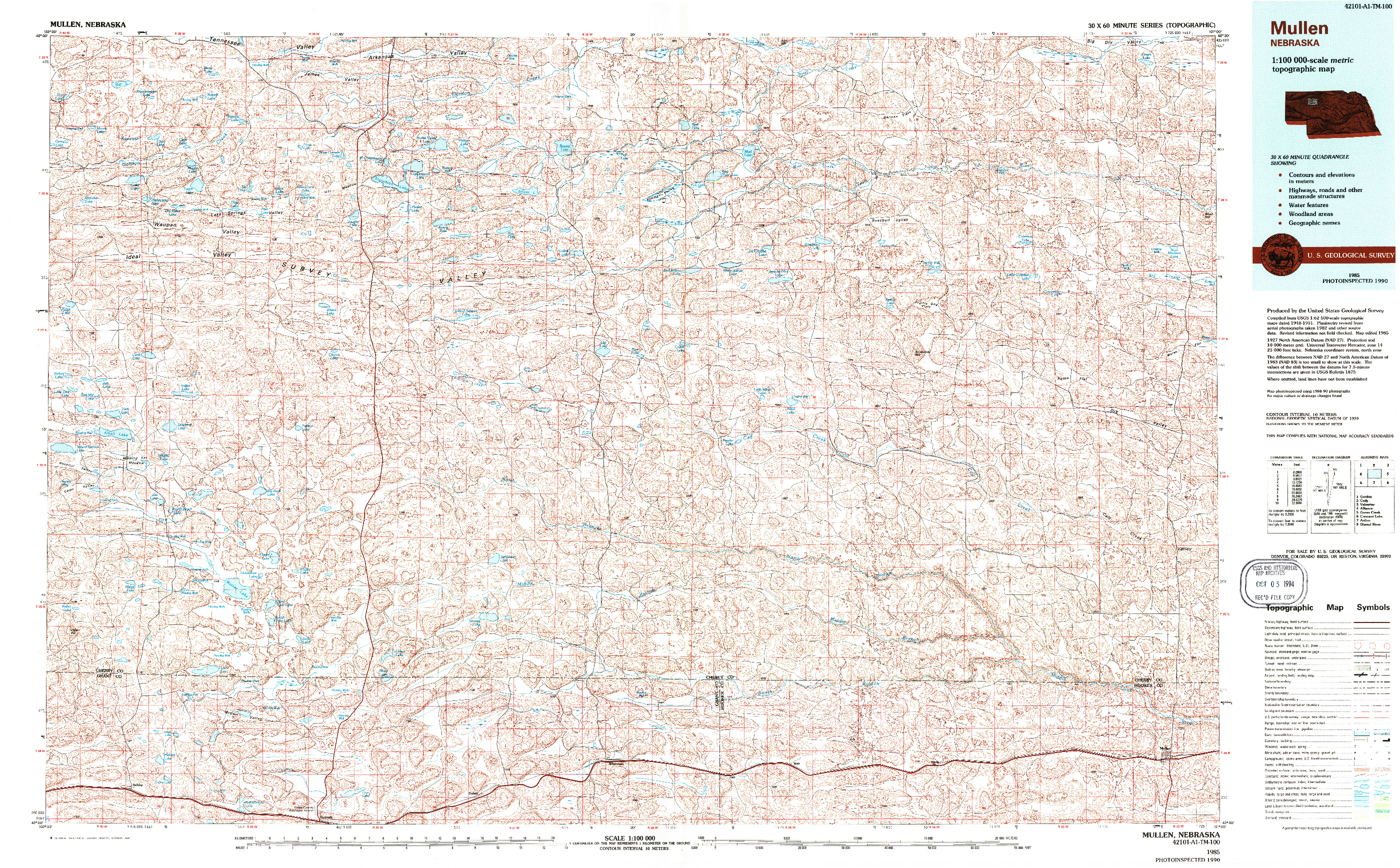 USGS 1:100000-SCALE QUADRANGLE FOR MULLEN, NE 1985