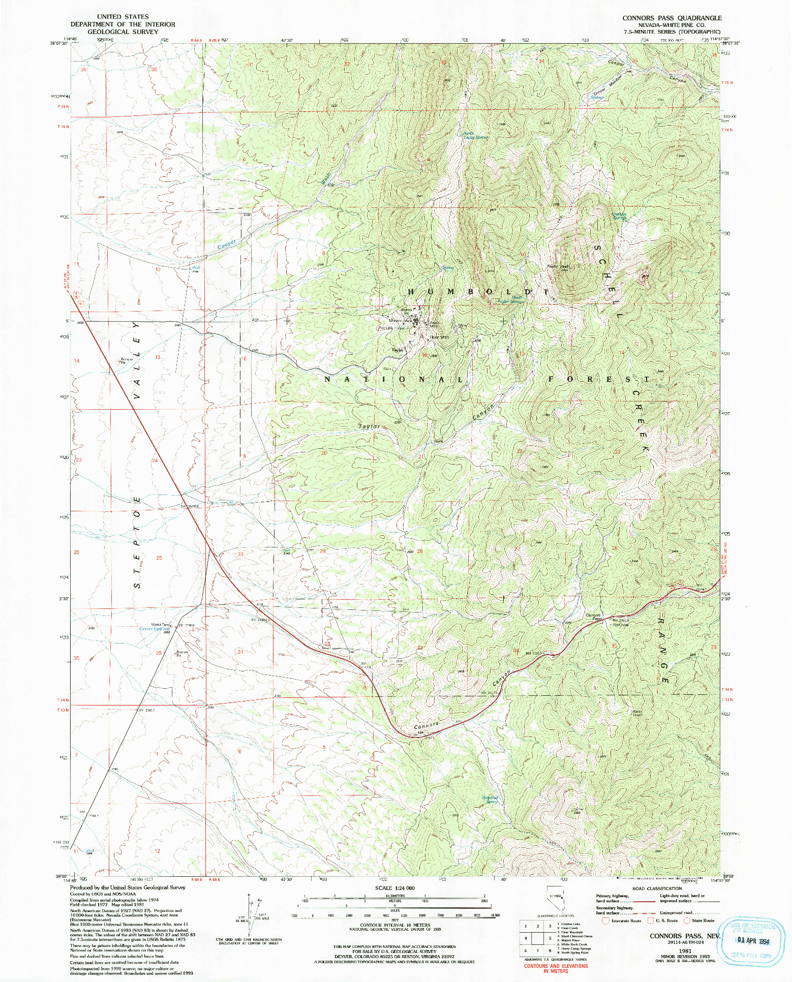 USGS 1:24000-SCALE QUADRANGLE FOR CONNORS PASS, NV 1981