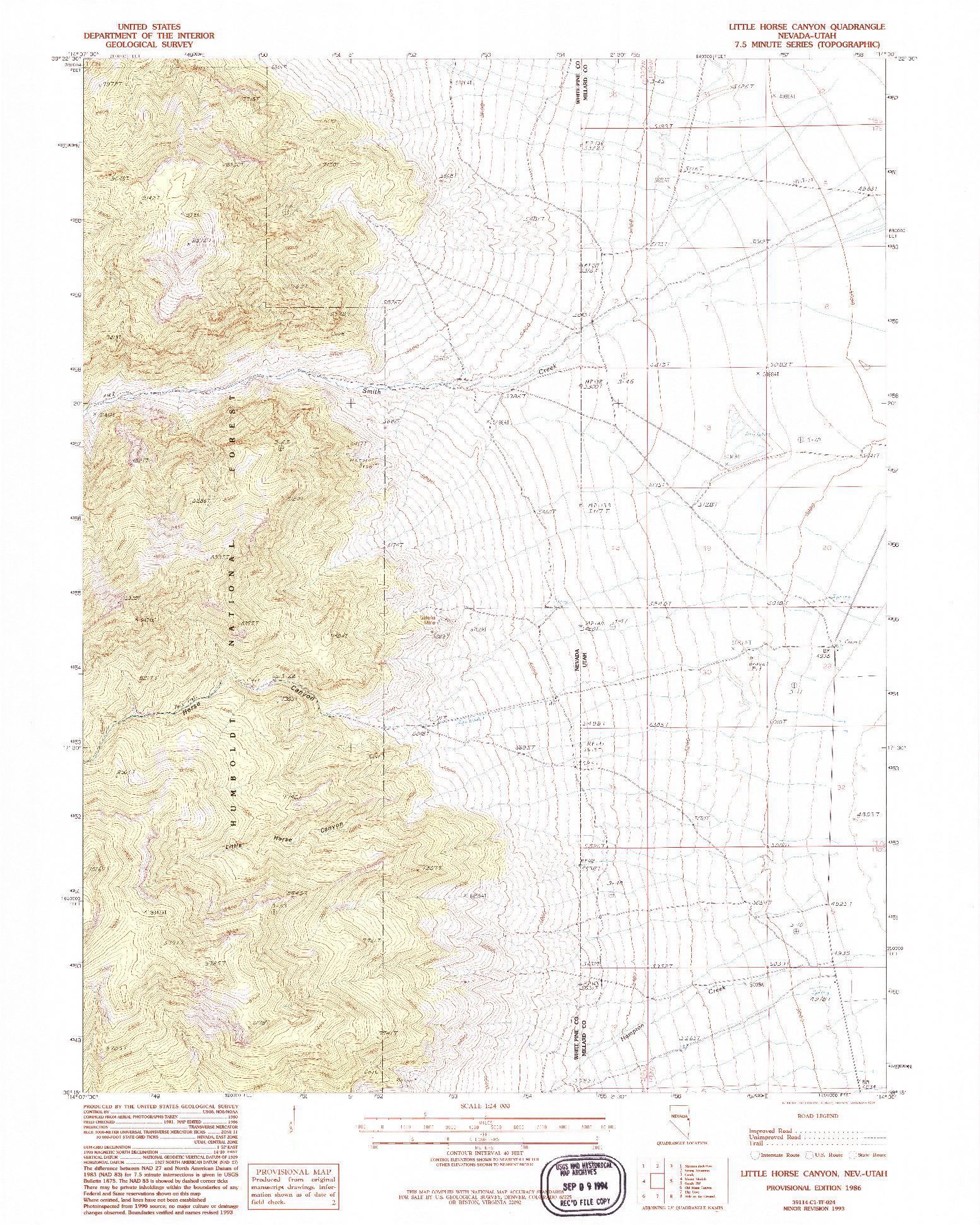 USGS 1:24000-SCALE QUADRANGLE FOR LITTLE HORSE CANYON, NV 1986